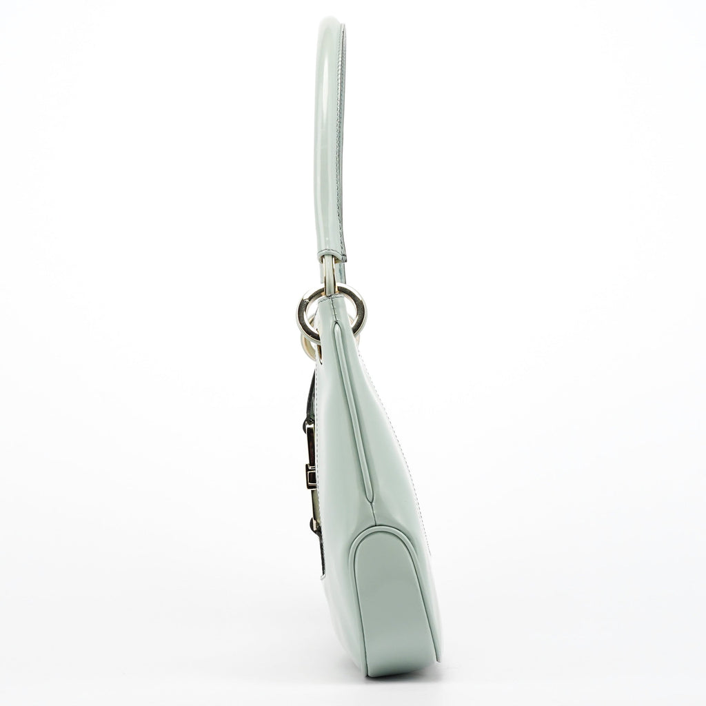 001 4150 Light Blue Patent Jackie Shoulder Bag