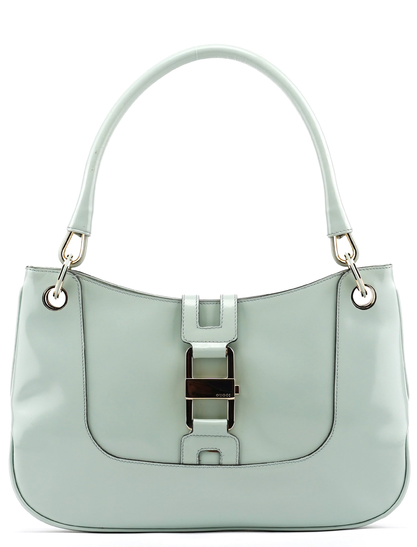 001 4150 Light Blue Patent Jackie Shoulder Bag