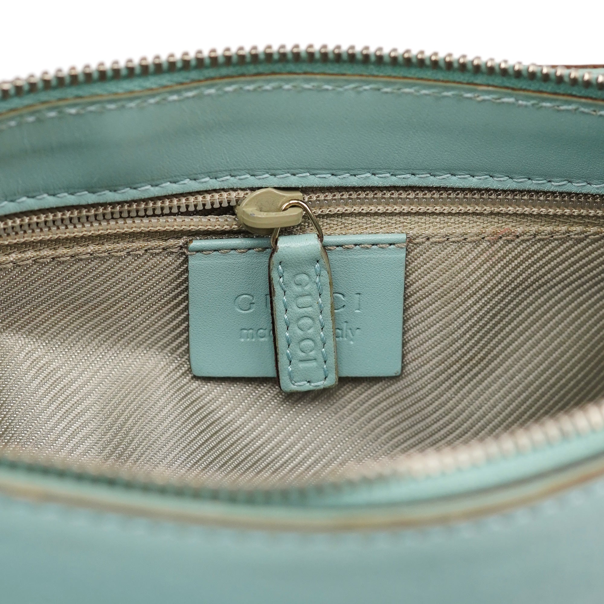 001 4152 Light Blue Micro GG Leather Shoulder Bag