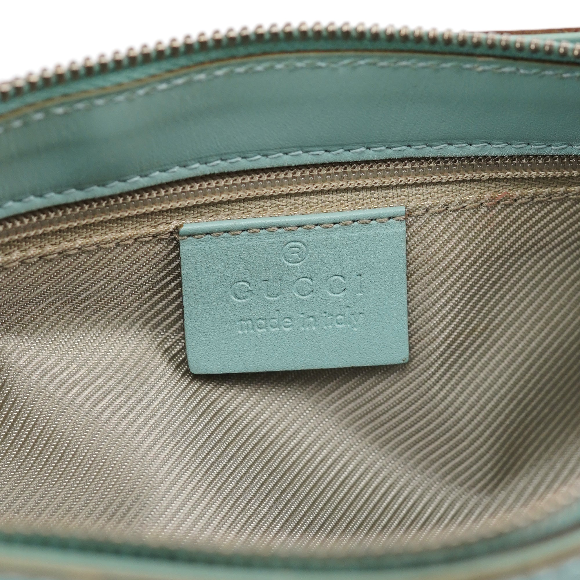 001 4152 Light Blue Micro GG Leather Shoulder Bag