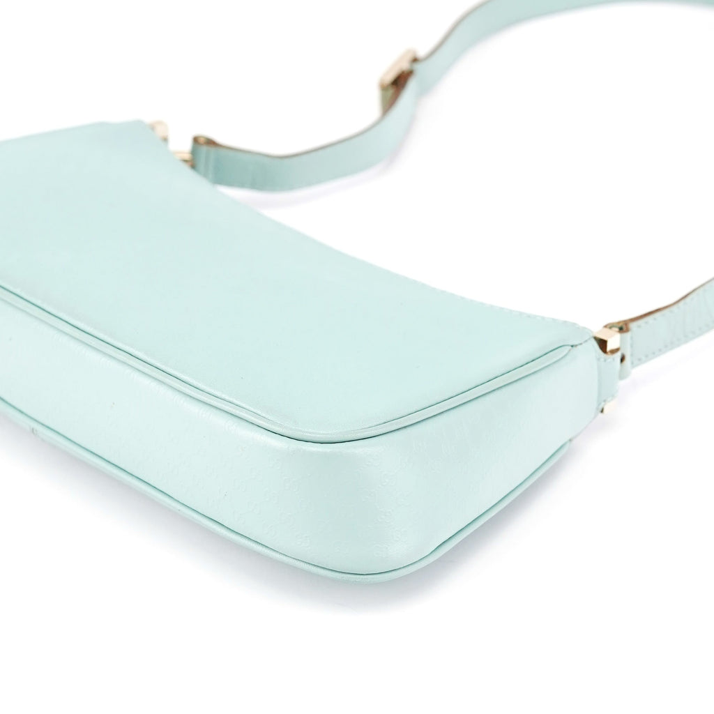 001 4152 Light Blue Micro GG Leather Shoulder Bag