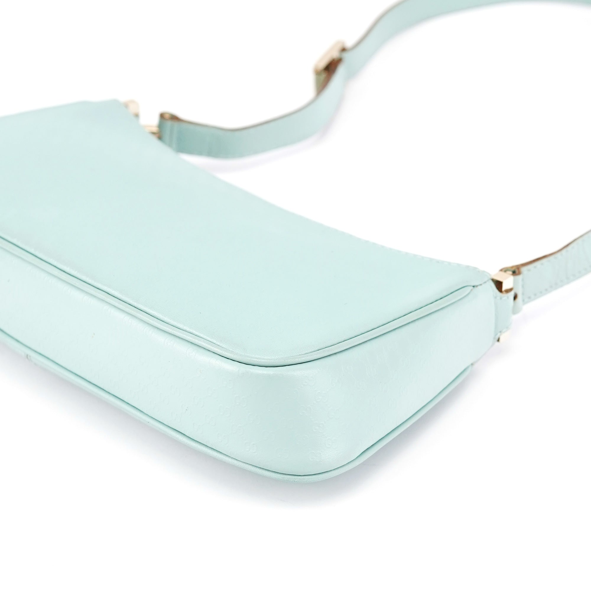 001 4152 Light Blue Micro GG Leather Shoulder Bag