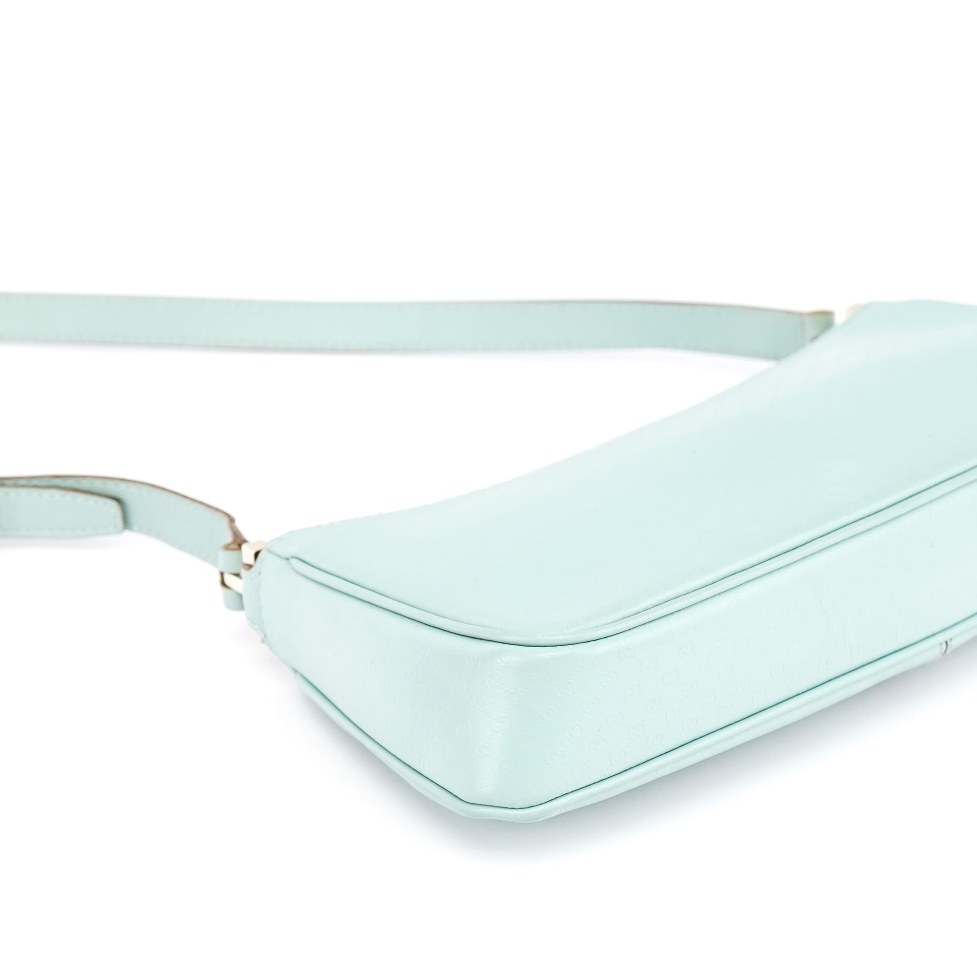 001 4152 Light Blue Micro GG Leather Shoulder Bag