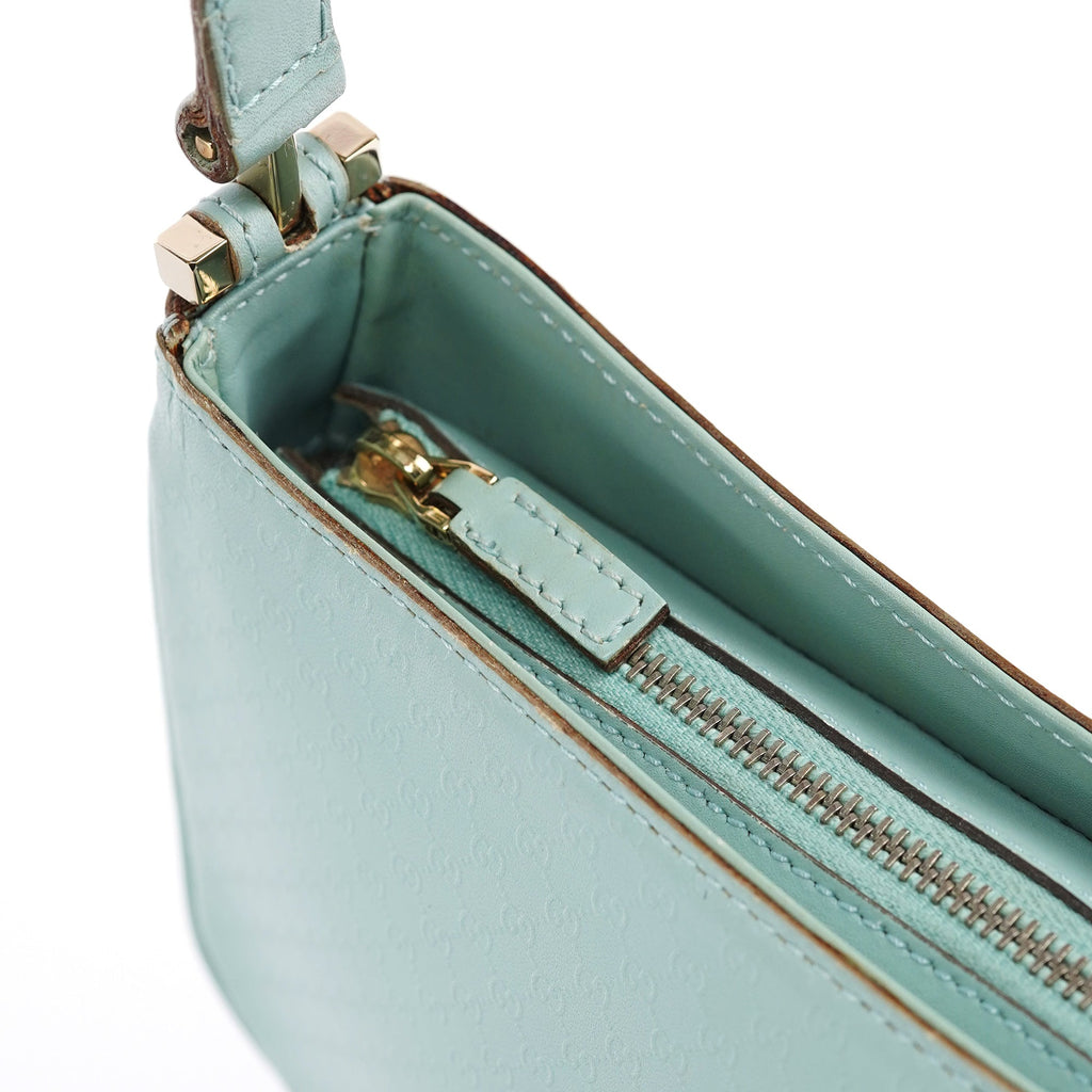 001 4152 Light Blue Micro GG Leather Shoulder Bag