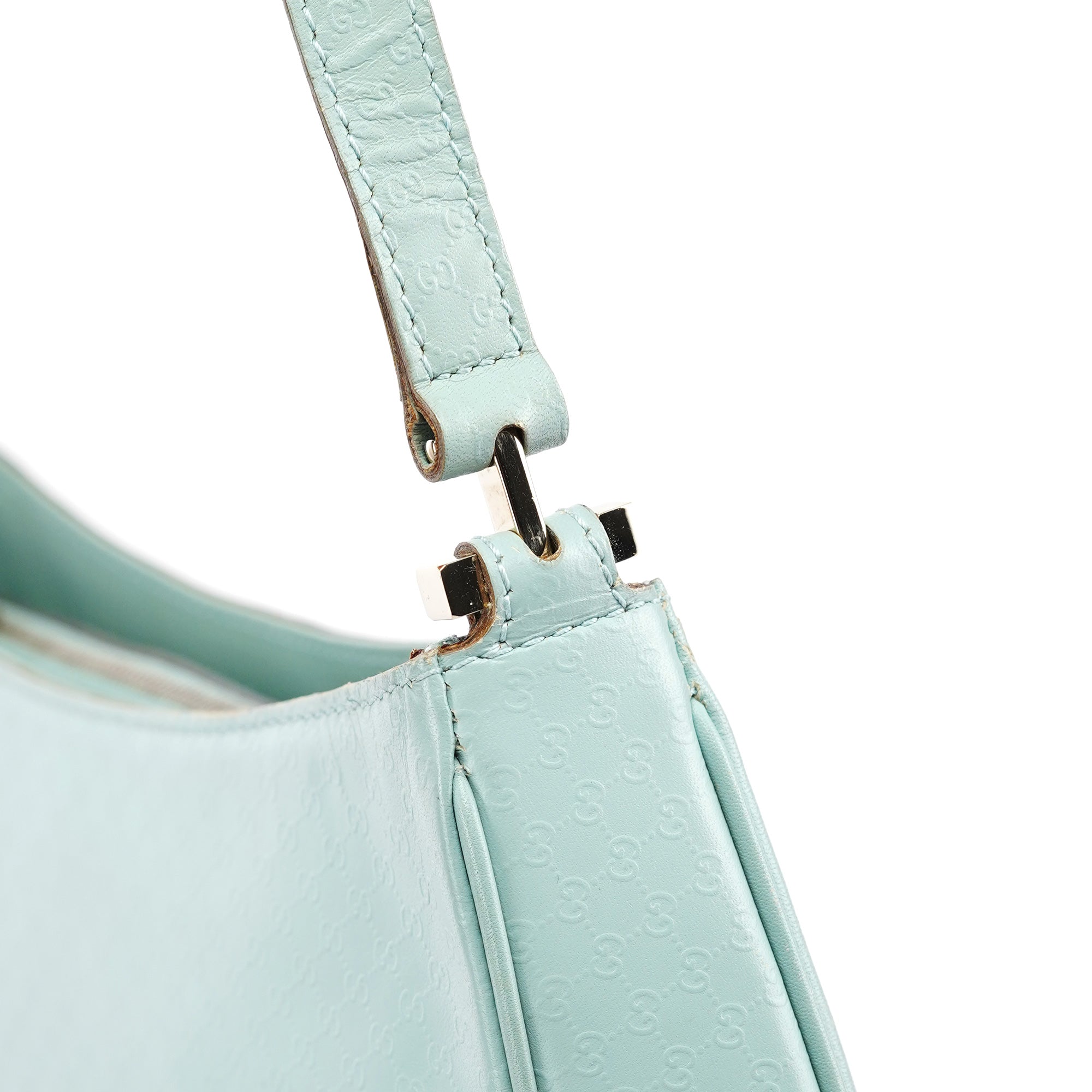 001 4152 Light Blue Micro GG Leather Shoulder Bag