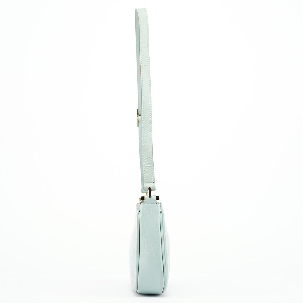 001 4152 Light Blue Micro GG Leather Shoulder Bag