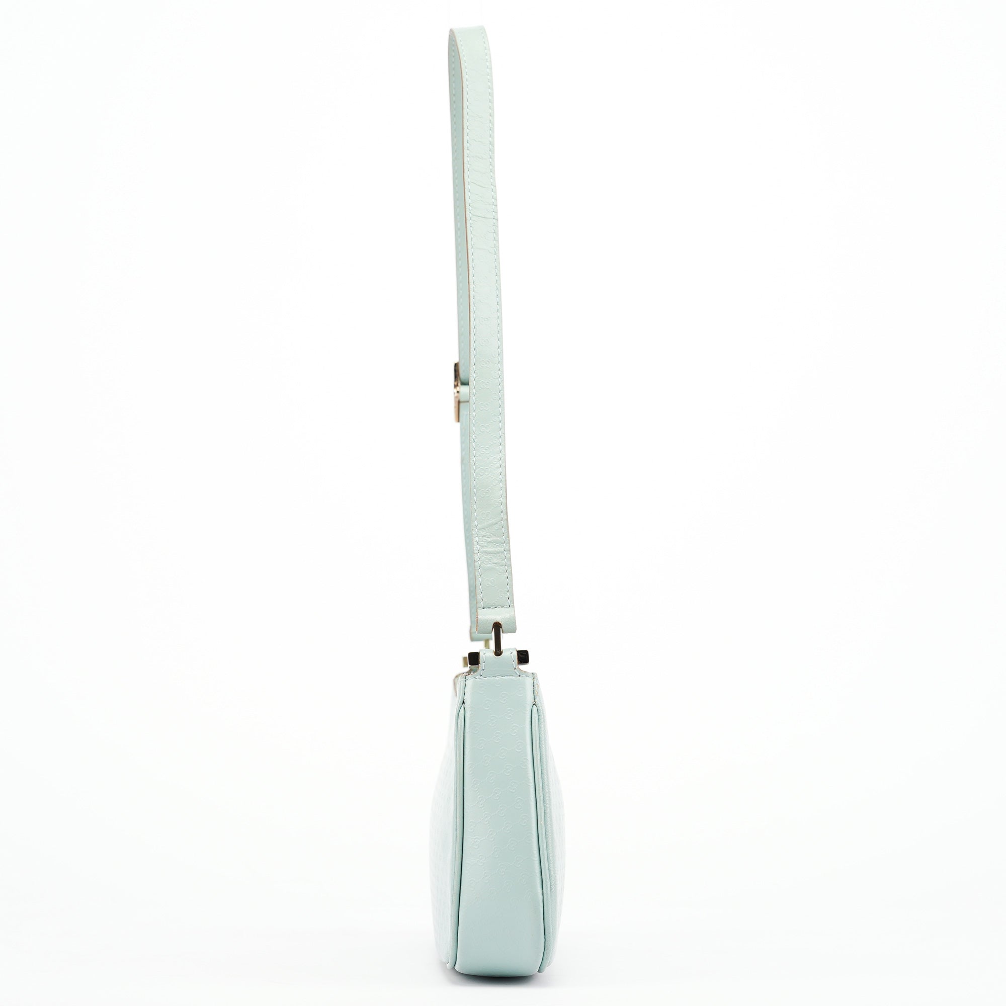 001 4152 Light Blue Micro GG Leather Shoulder Bag