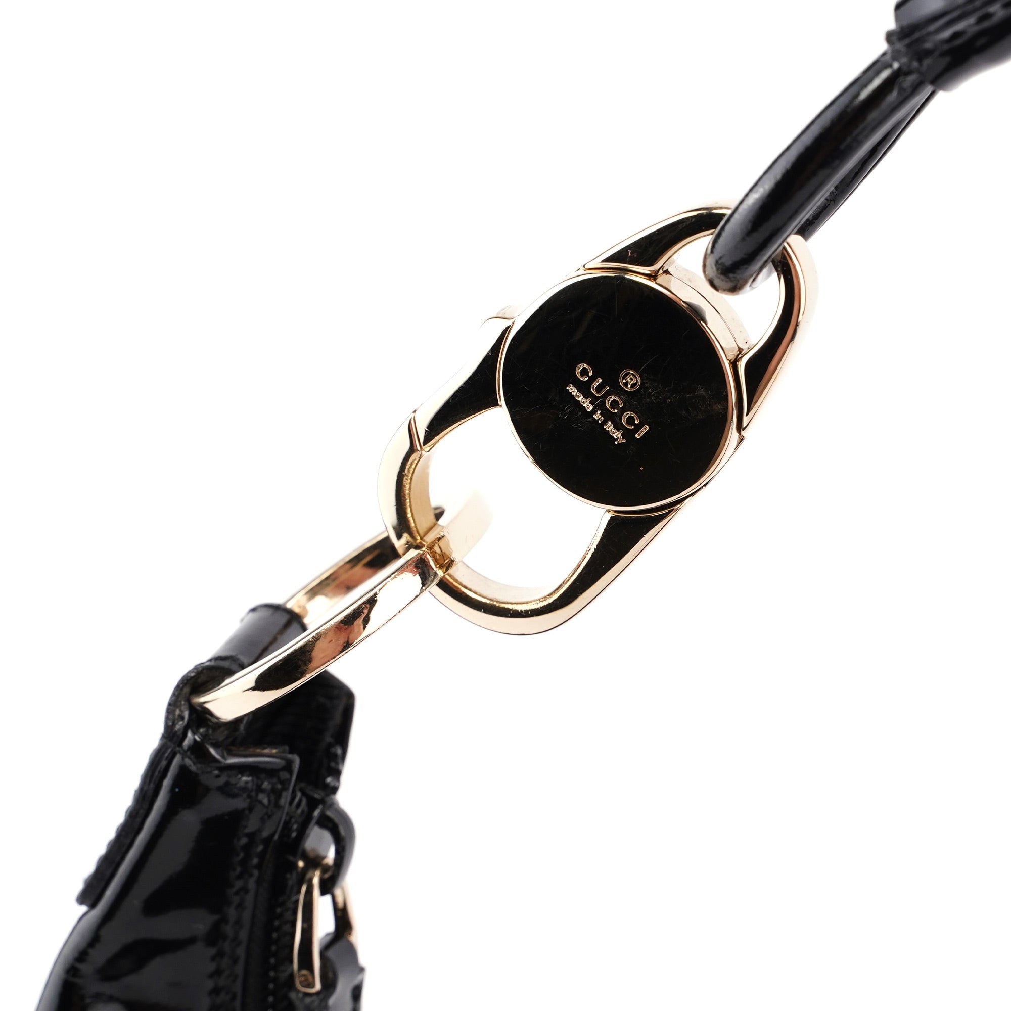 001 4157 Black GG Patent Shoulder Bag