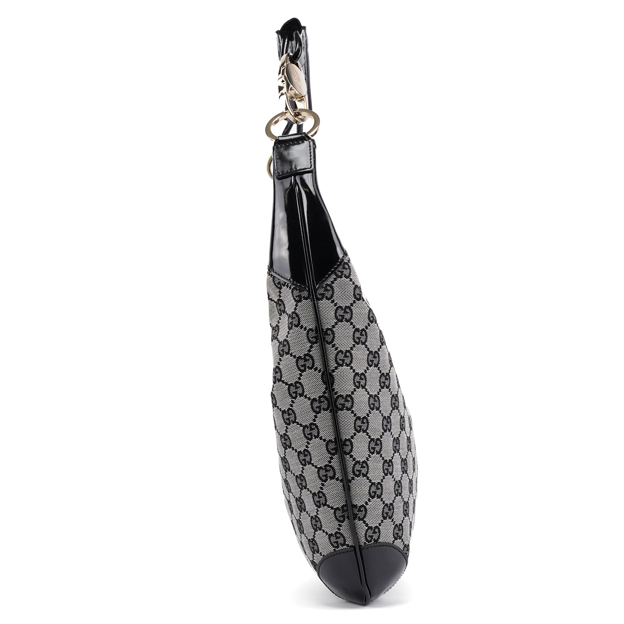 001 4157 Grey GG Patent Shoulder Bag