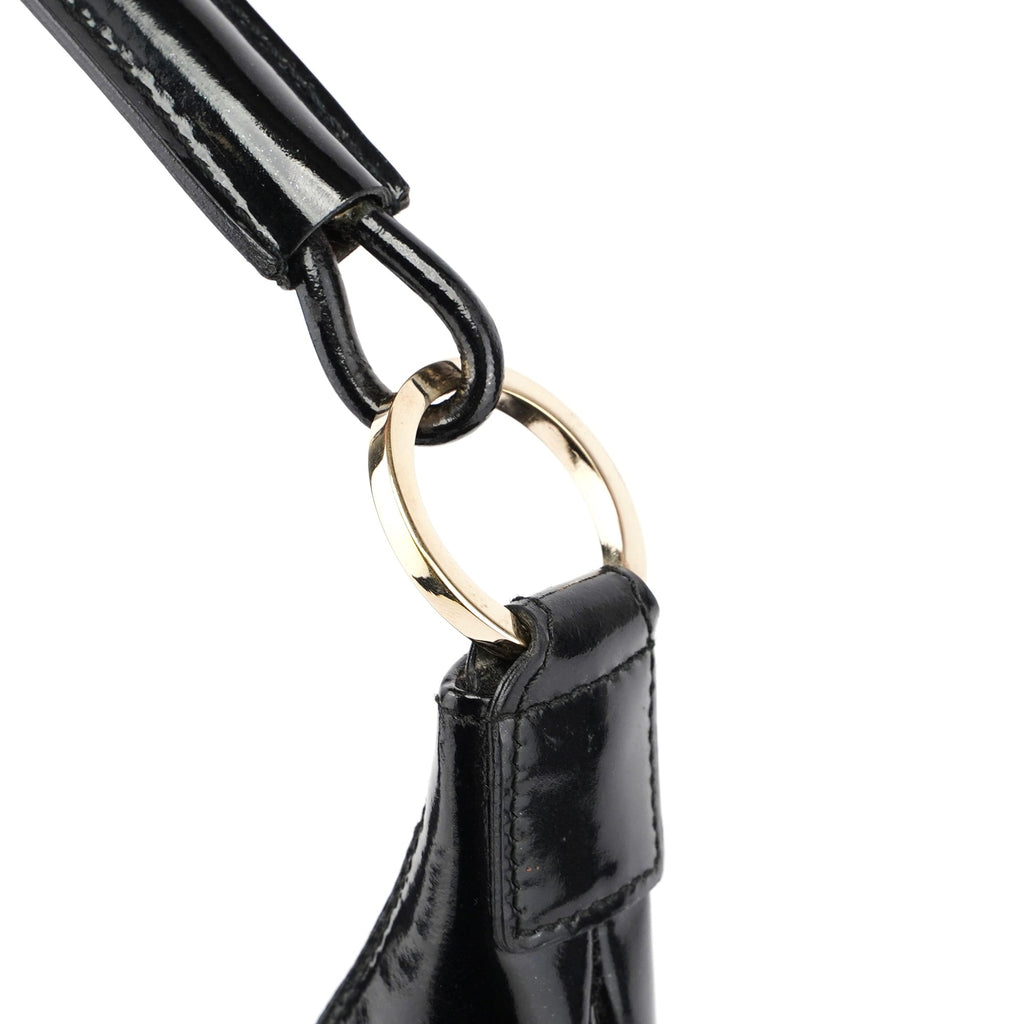 001 4158 Black GG Patent Shoulder Bag