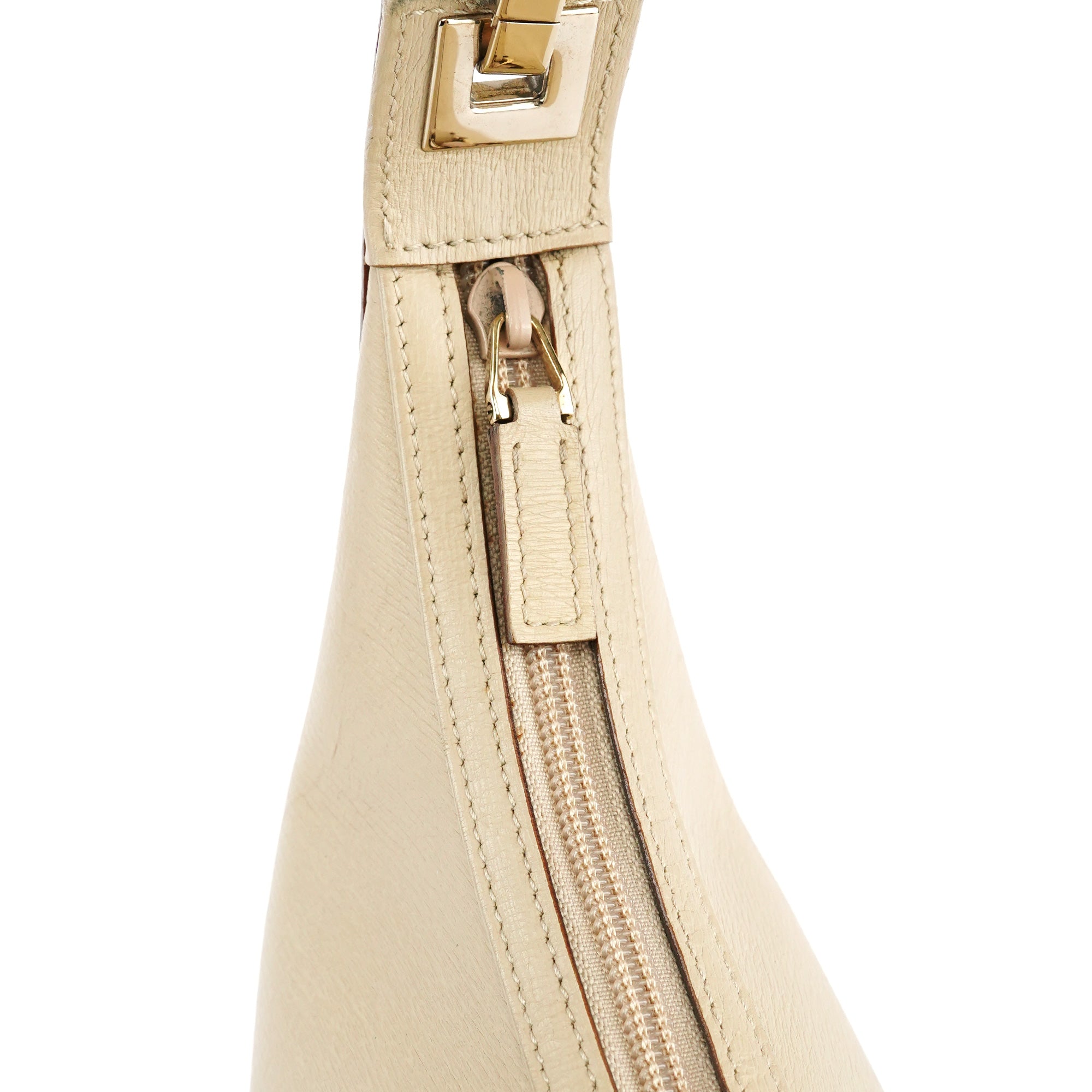 001 4204 Beige Leather Hobo Shoulder Bag