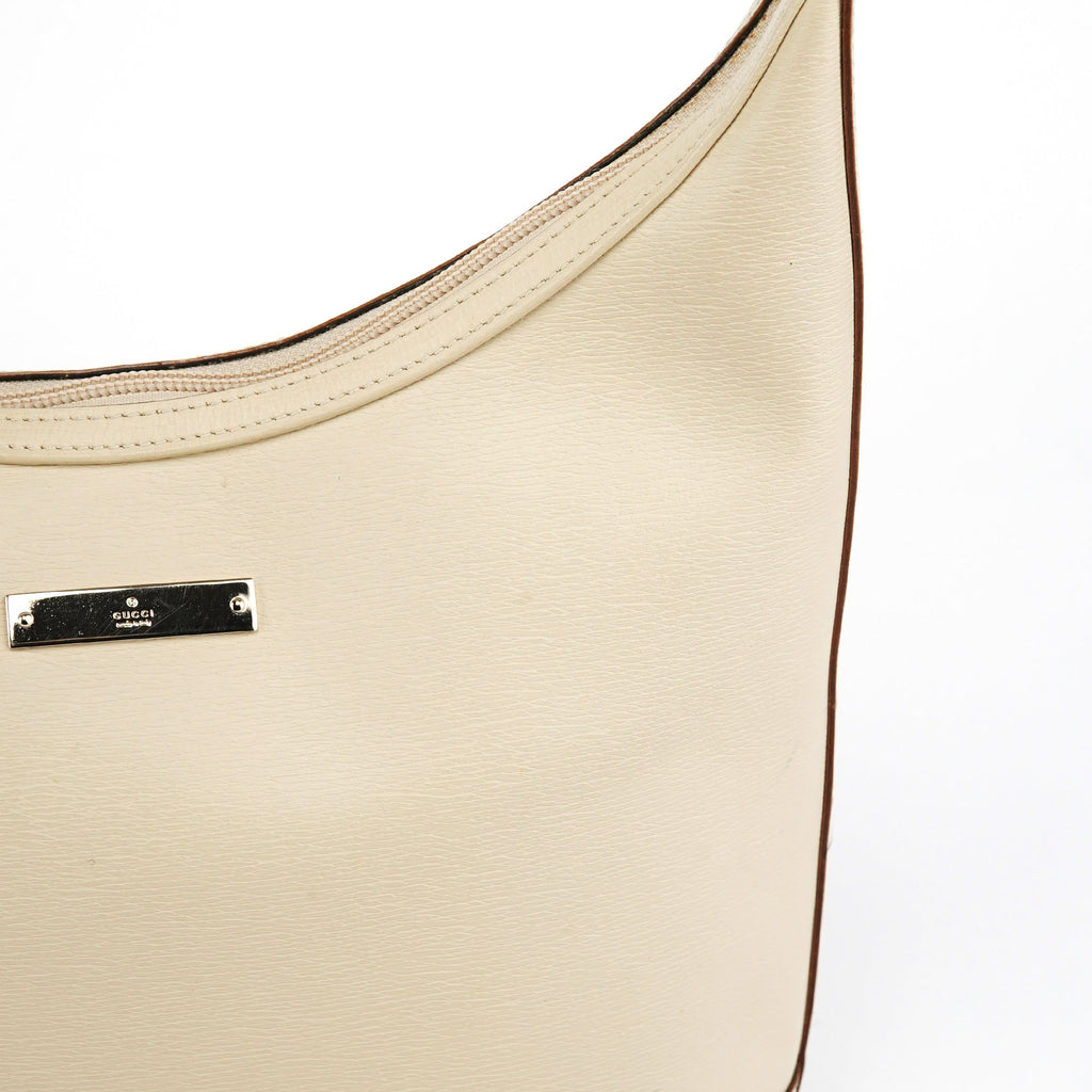 001 4204 Beige Leather Hobo Shoulder Bag