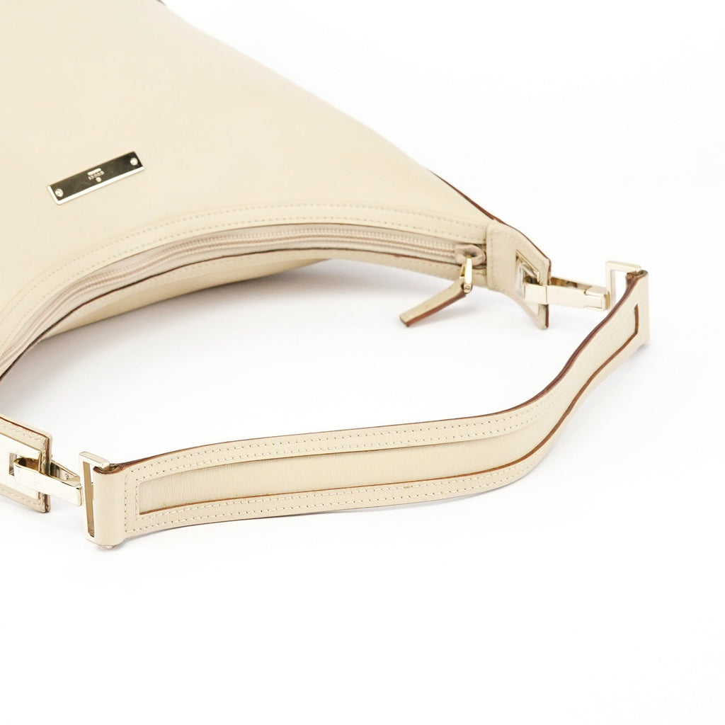 001 4204 Beige Leather Hobo Shoulder Bag