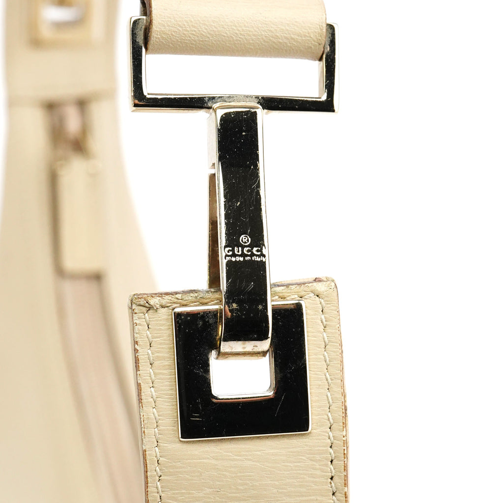 001 4204 Beige Leather Hobo Shoulder Bag
