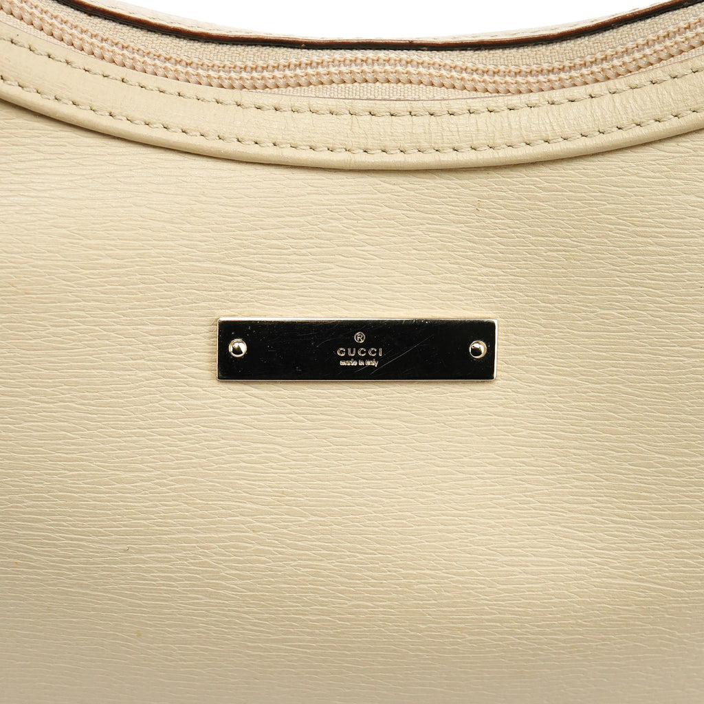 001 4204 Beige Leather Hobo Shoulder Bag