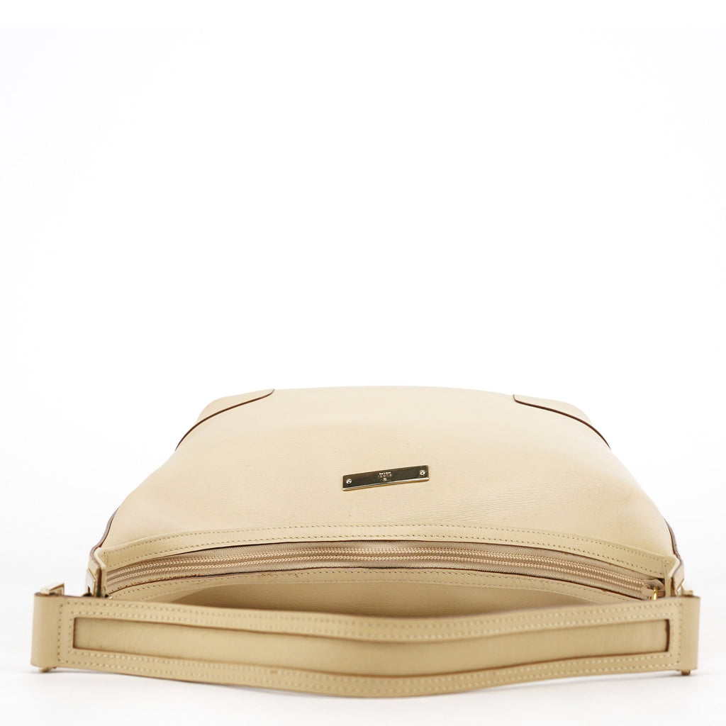 001 4204 Beige Leather Hobo Shoulder Bag