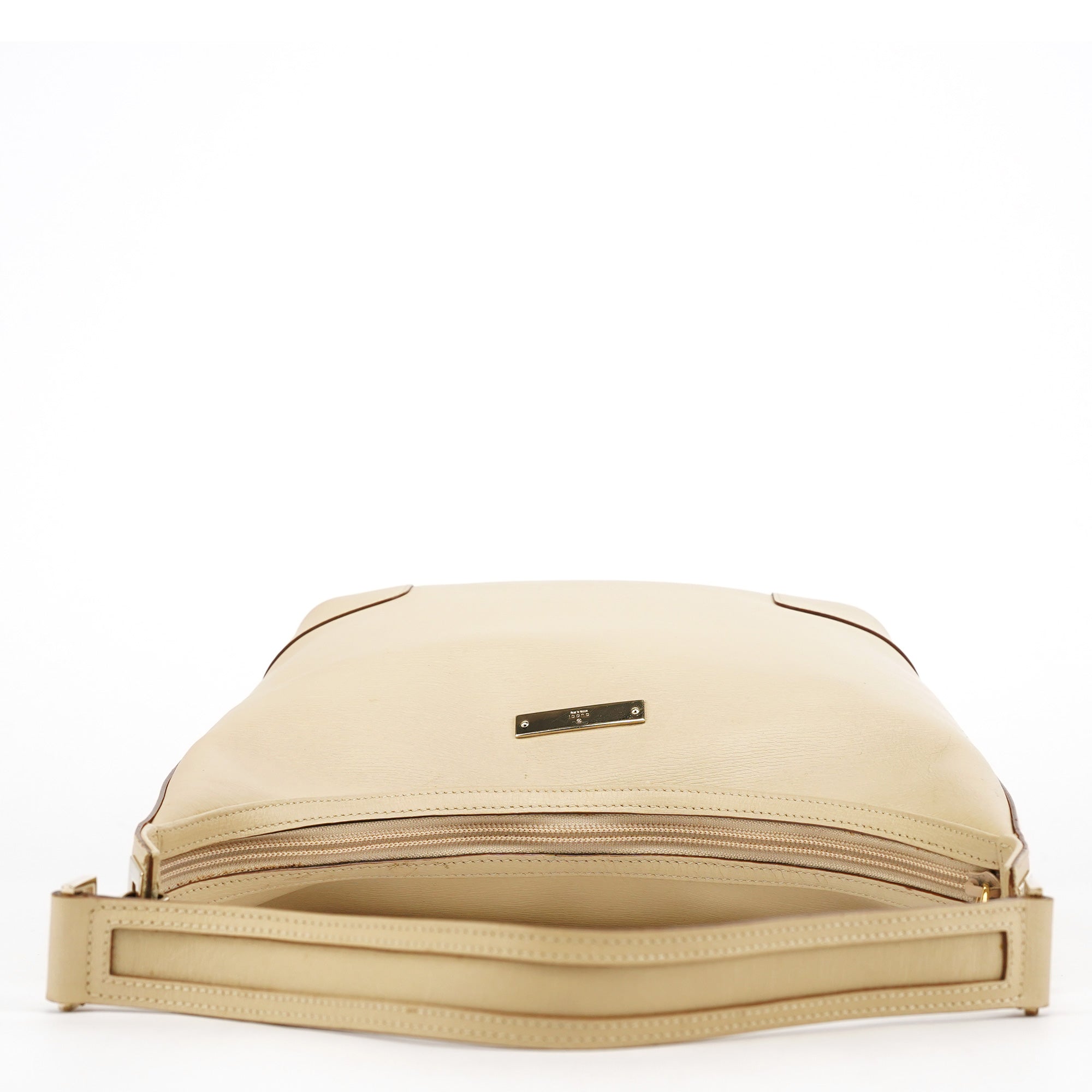 001 4204 Beige Leather Hobo Shoulder Bag