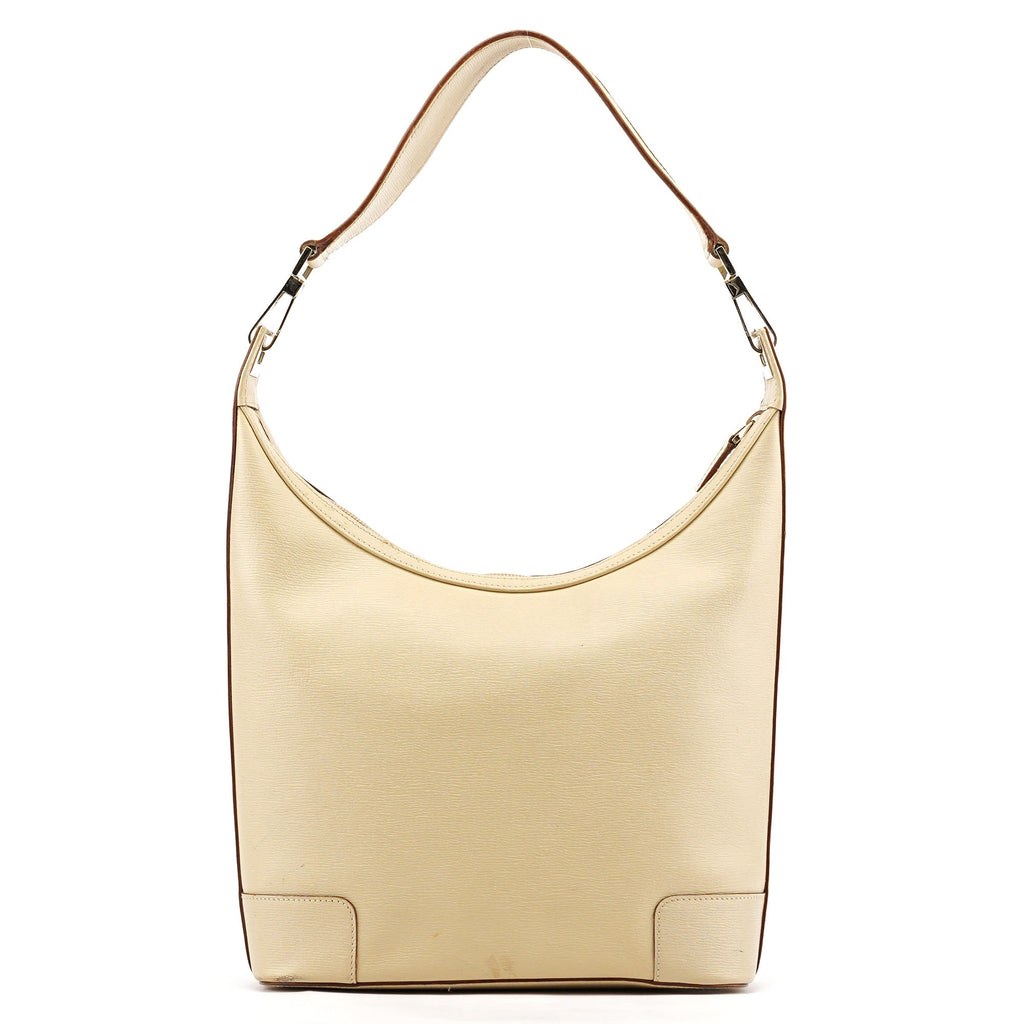 001 4204 Beige Leather Hobo Shoulder Bag