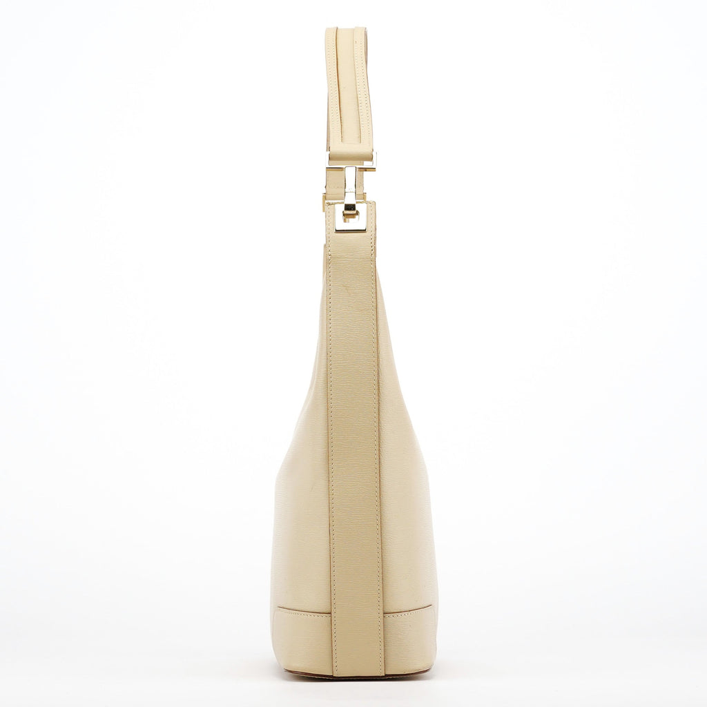 001 4204 Beige Leather Hobo Shoulder Bag