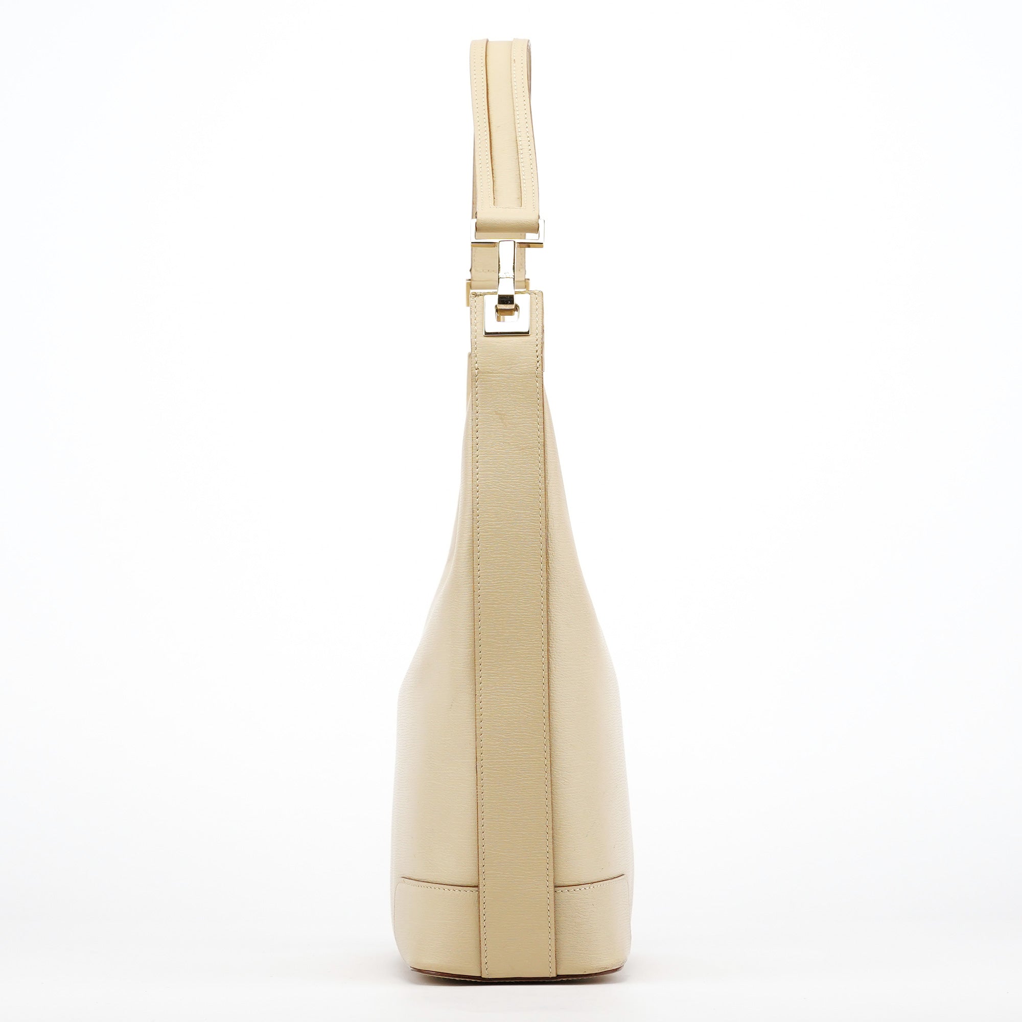 001 4204 Beige Leather Hobo Shoulder Bag