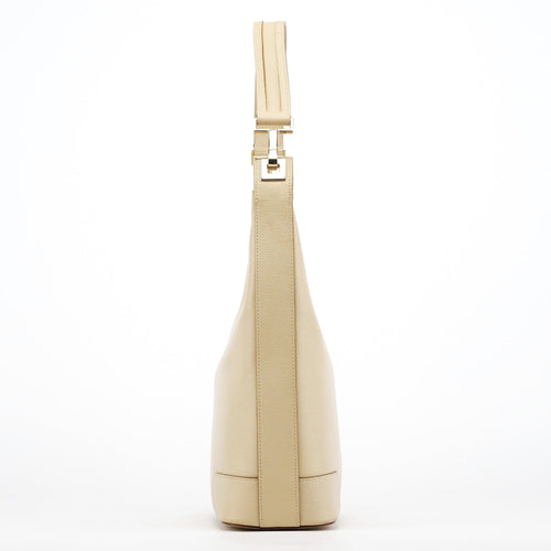 001 4204 Beige Leather Hobo Shoulder Bag