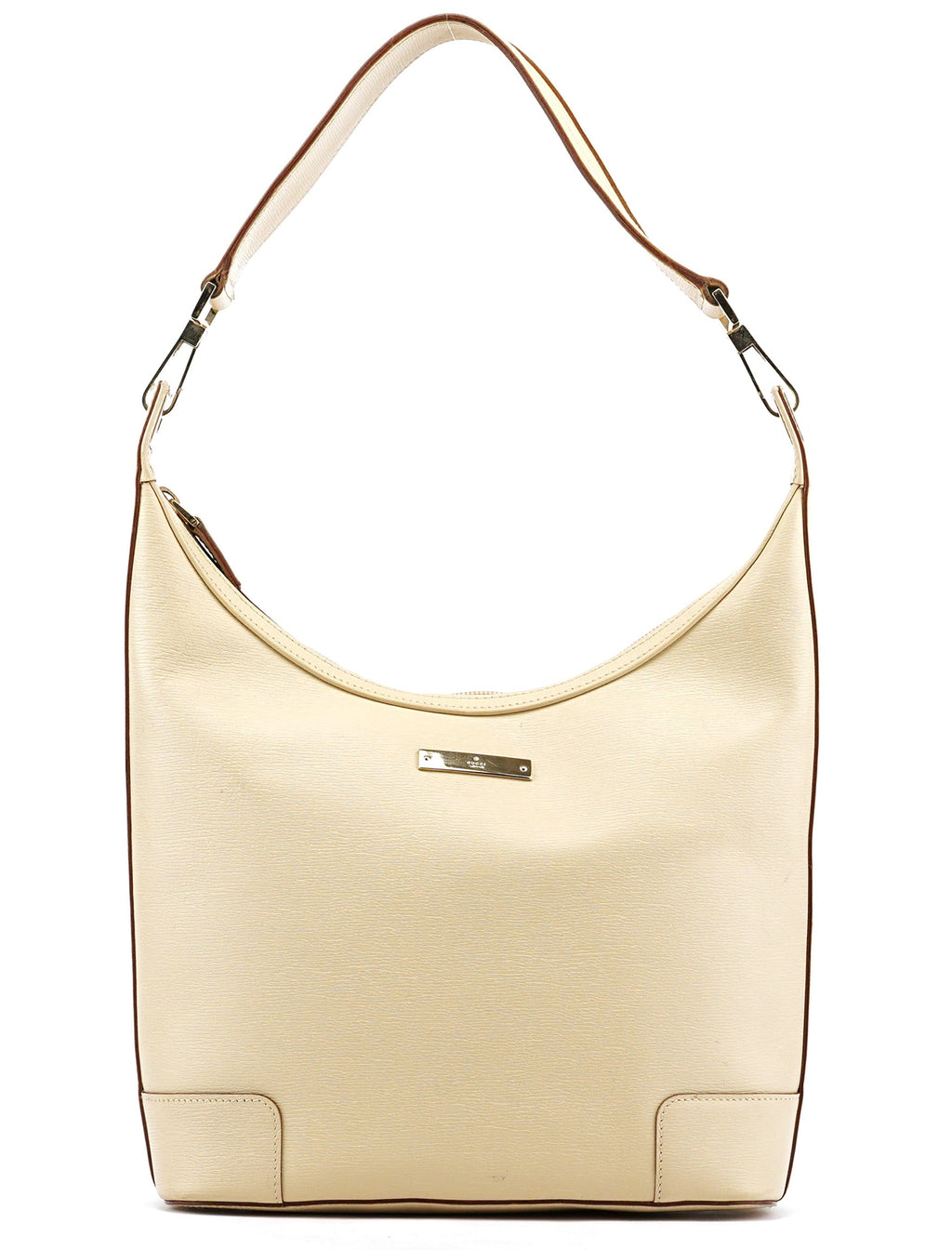 001 4204 Beige Leather Hobo Shoulder Bag