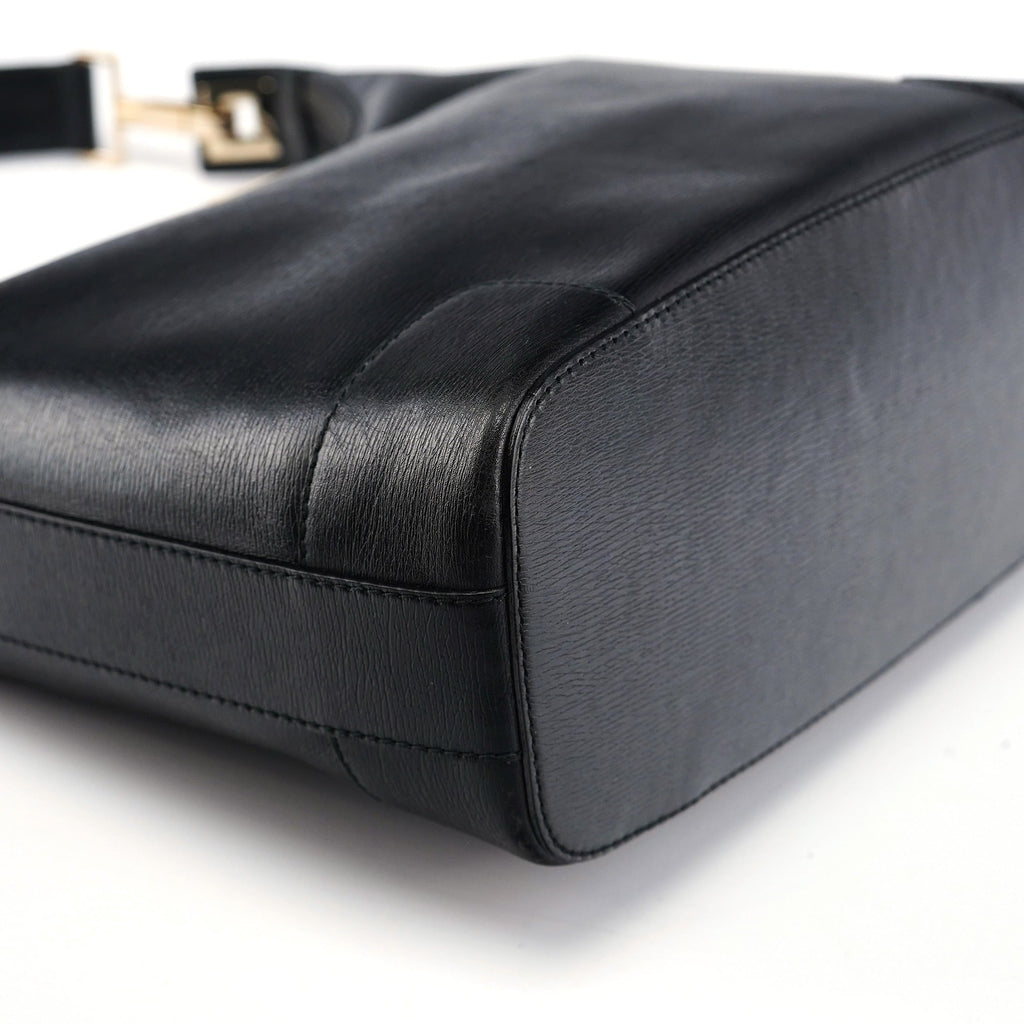 001 4204 Black Leather Hobo Shoulder Bag