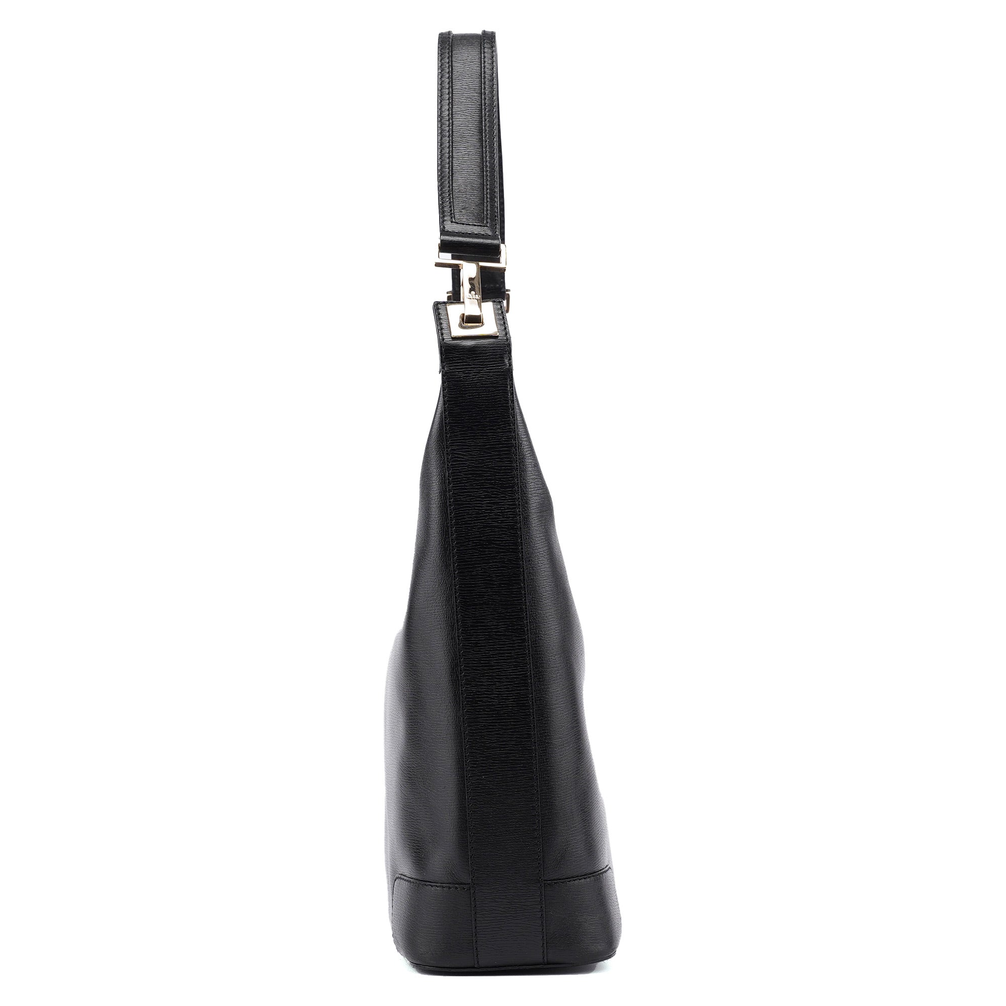 001 4204 Black Leather Hobo Shoulder Bag