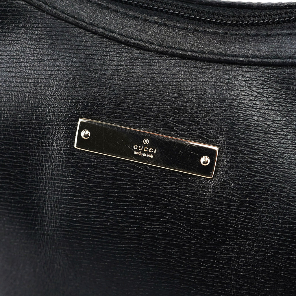 001 4204 Black Leather Hobo Shoulder Bag