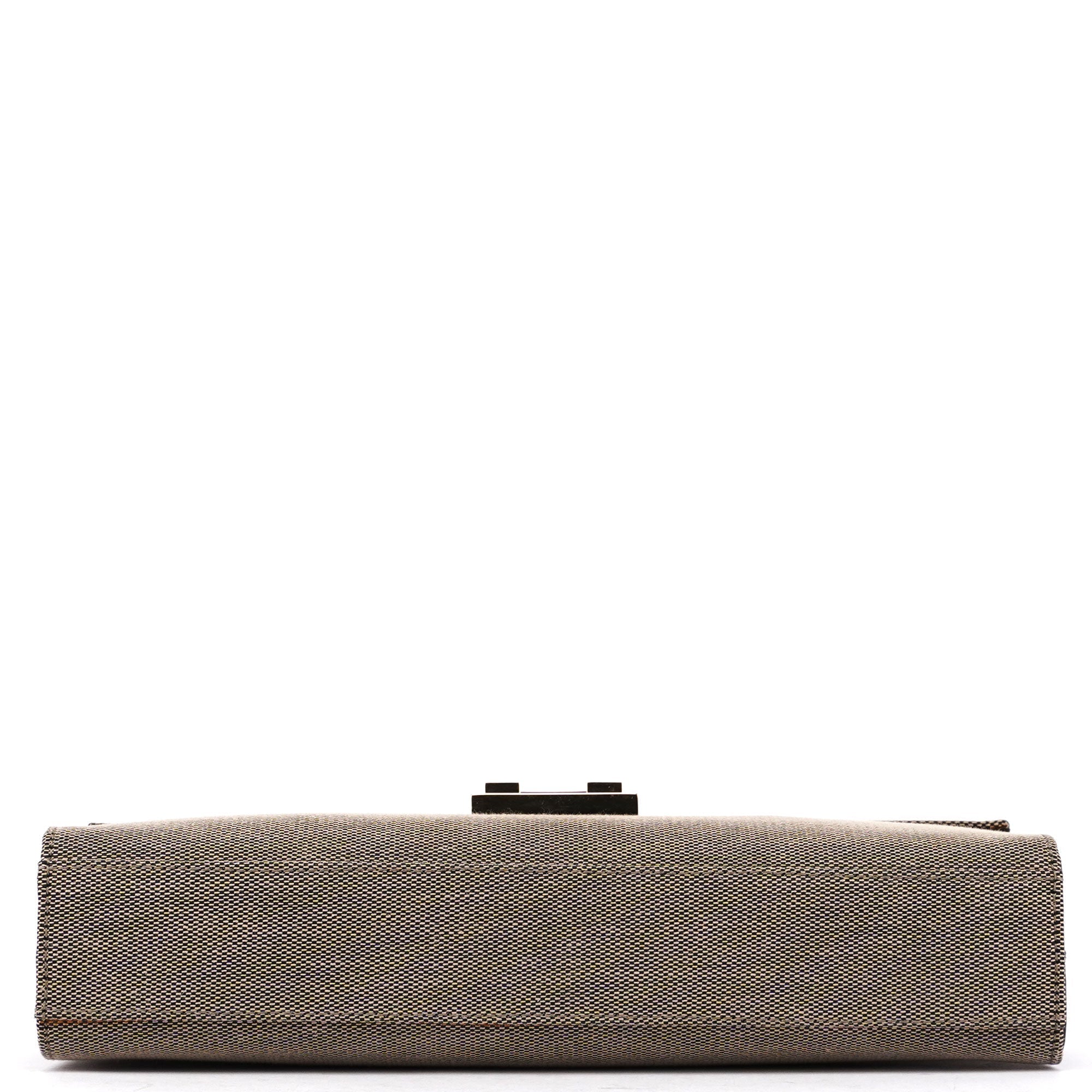 001 4214 Beige Canvas Keylock Shoulder Bag