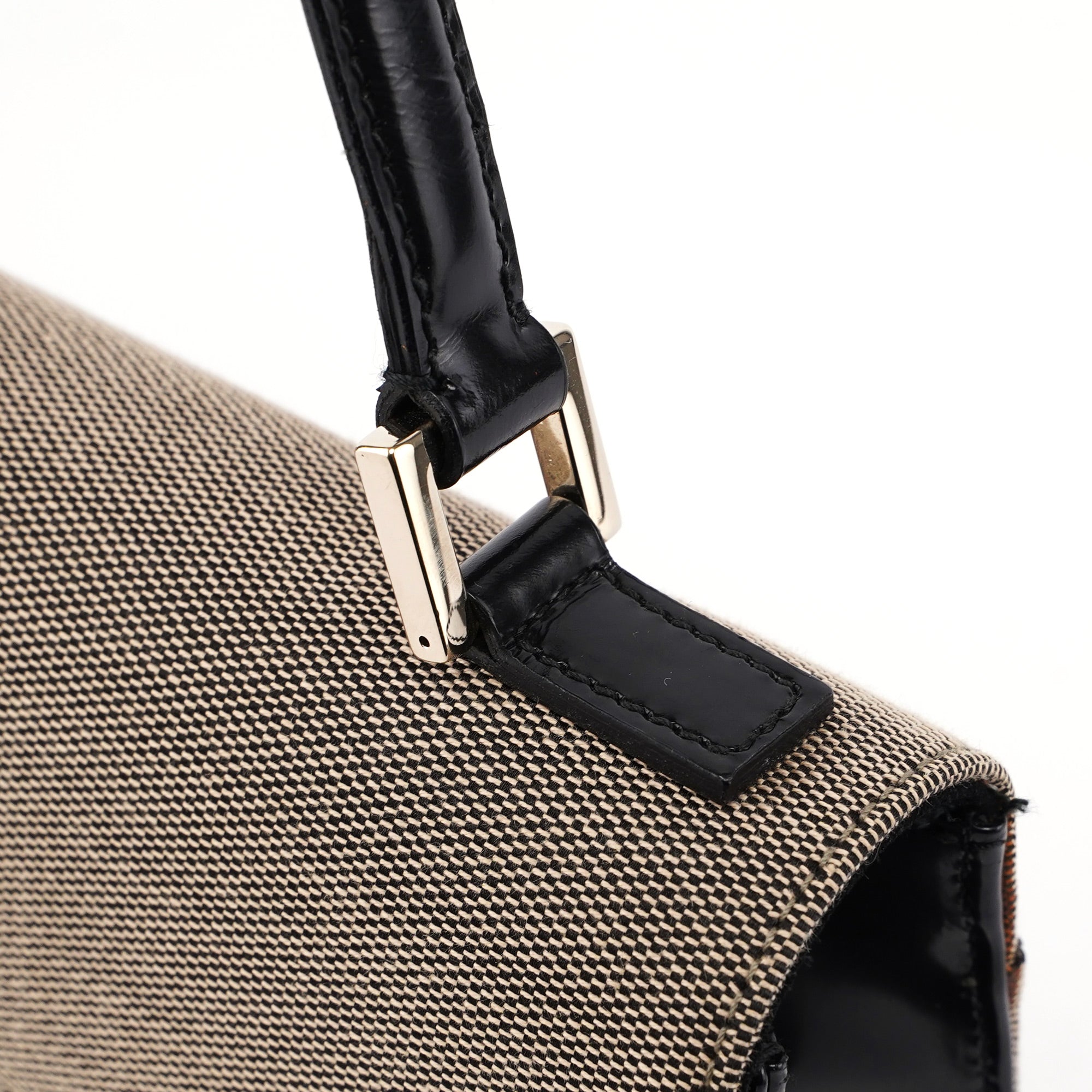 001 4214 Beige Canvas Keylock Shoulder Bag