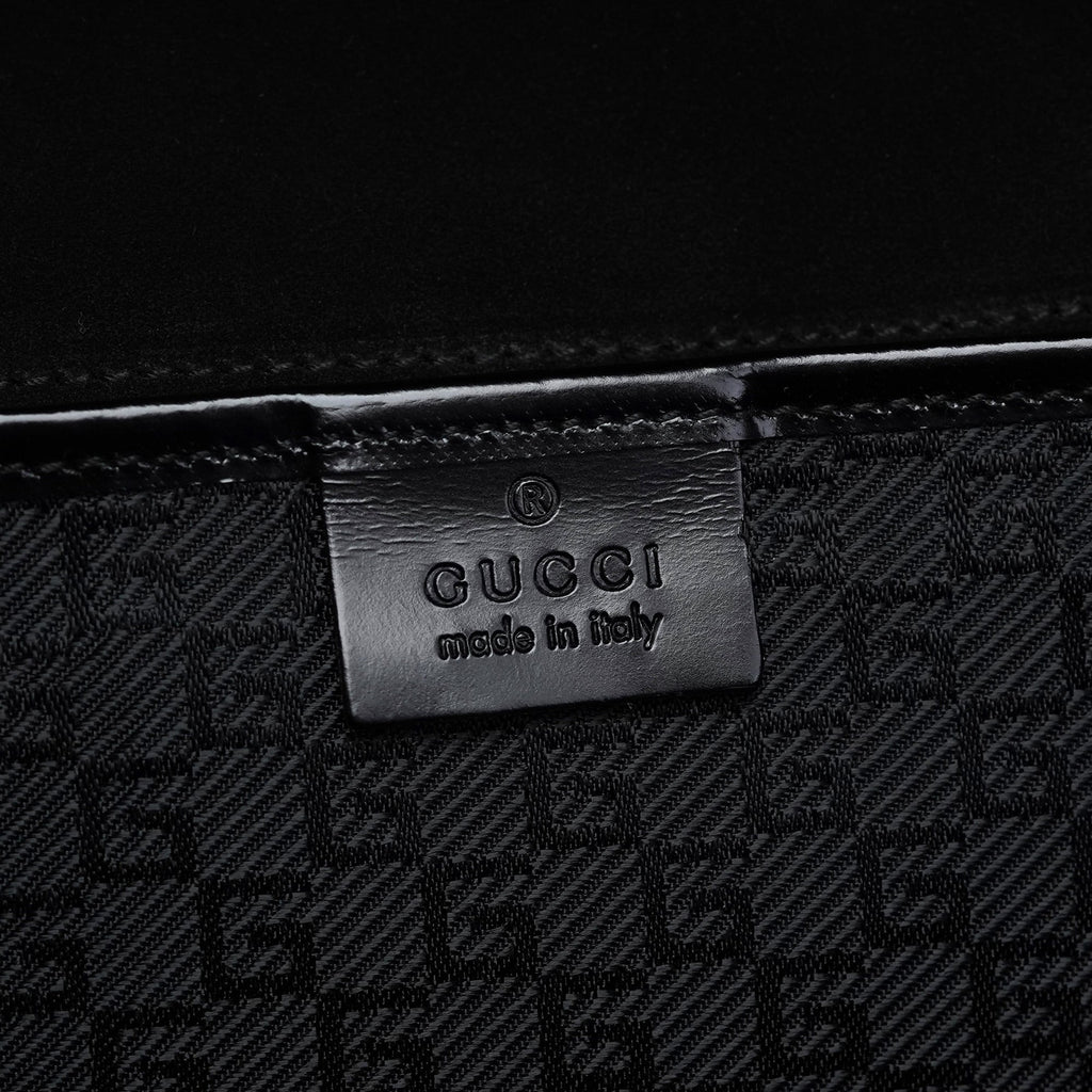 001 4218 Black Canvas Lady Lock Tote Bag