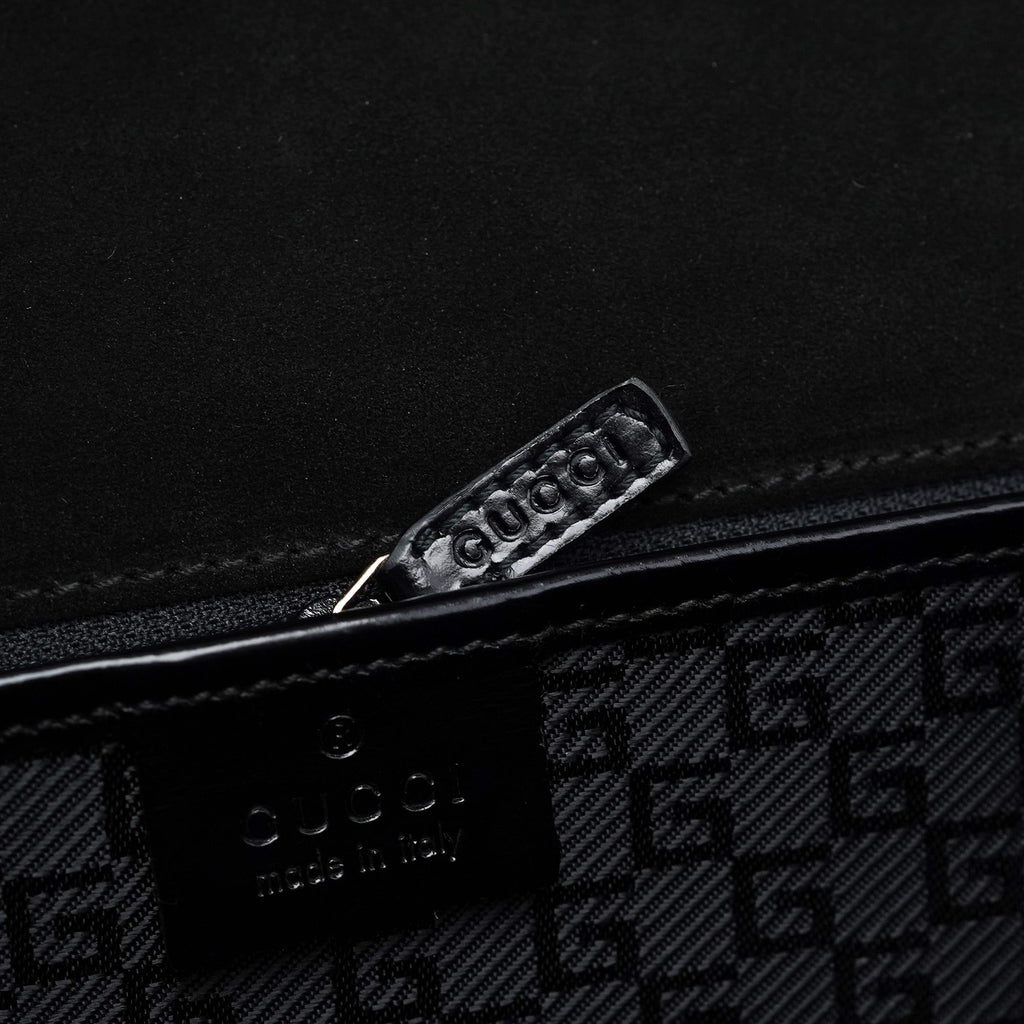 001 4218 Black Canvas Lady Lock Tote Bag
