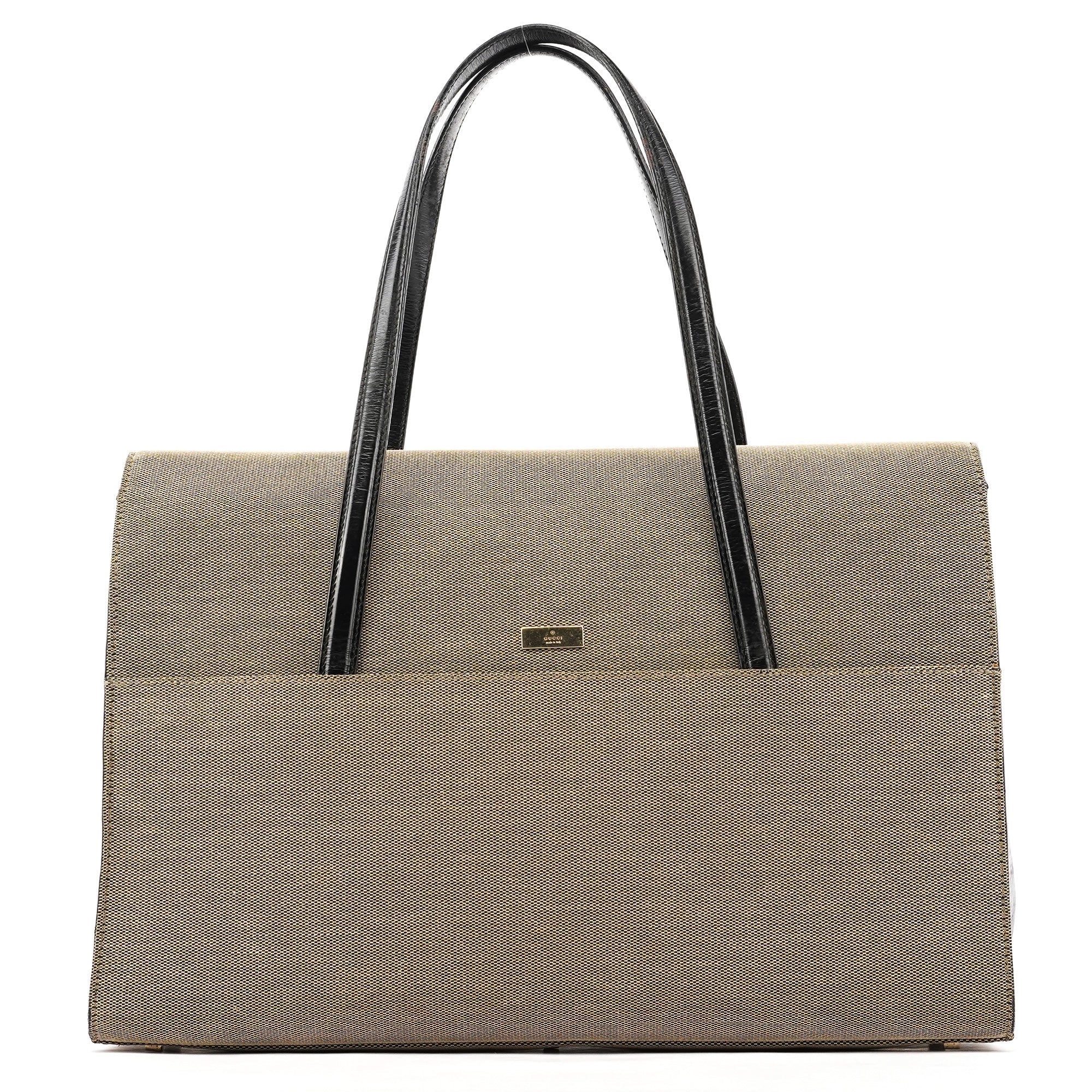 001 4218 Beige Canvas Lady Lock Tote Bag