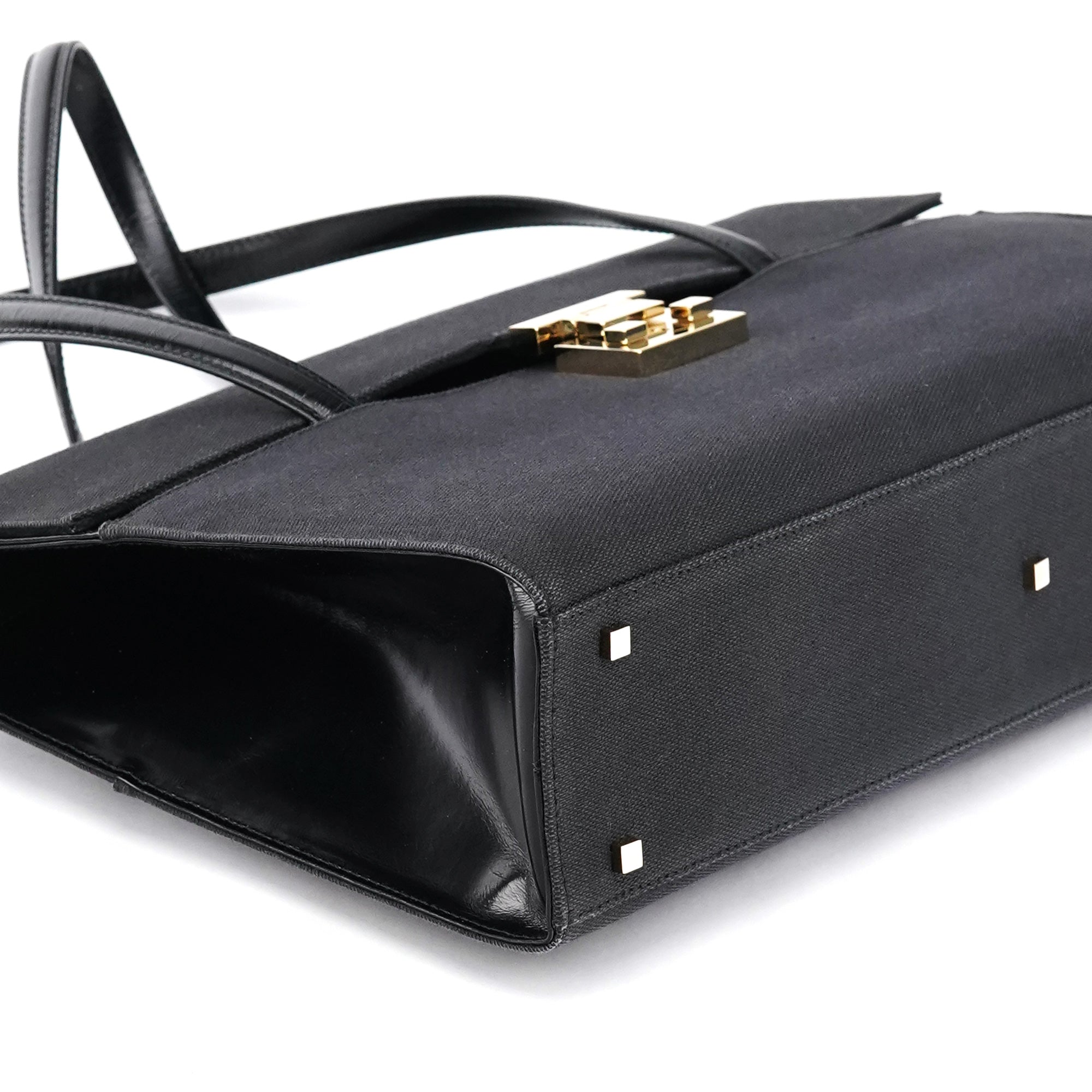 001 4218 Navy Canvas Lady Lock Shoulder Bag