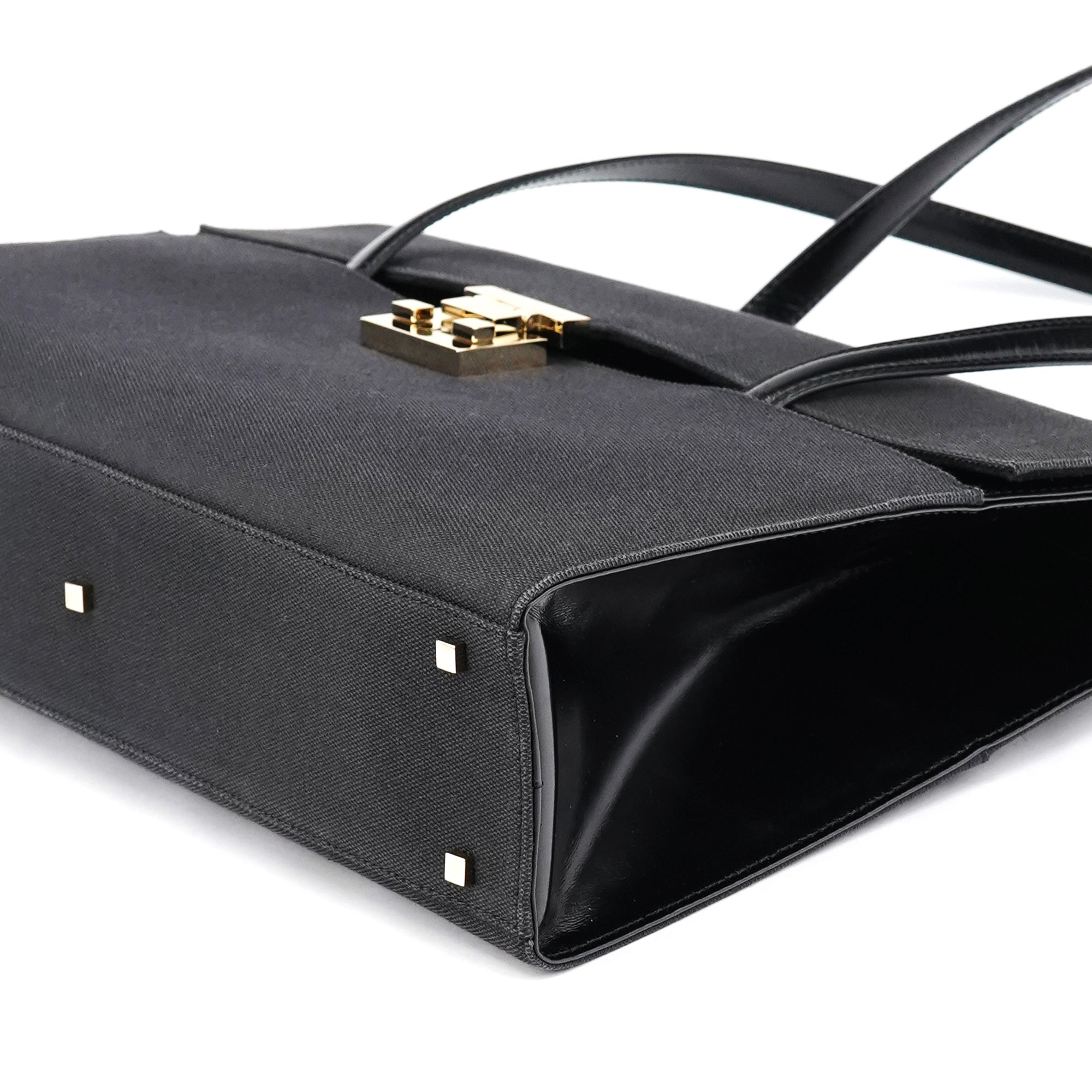 001 4218 Navy Canvas Lady Lock Shoulder Bag