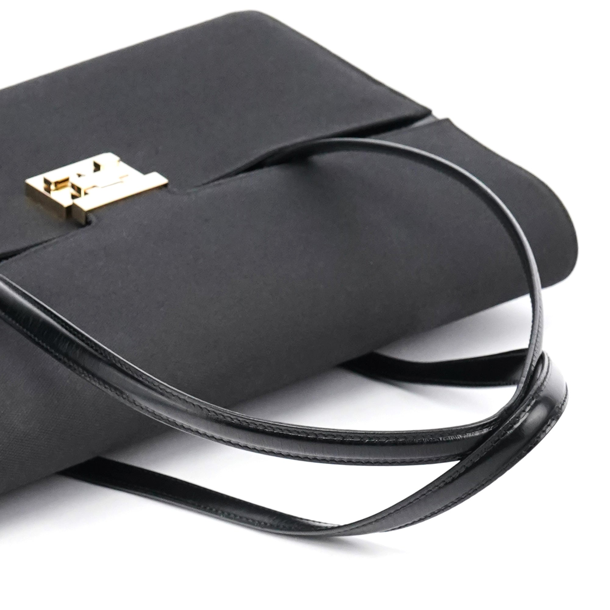 001 4218 Navy Canvas Lady Lock Shoulder Bag