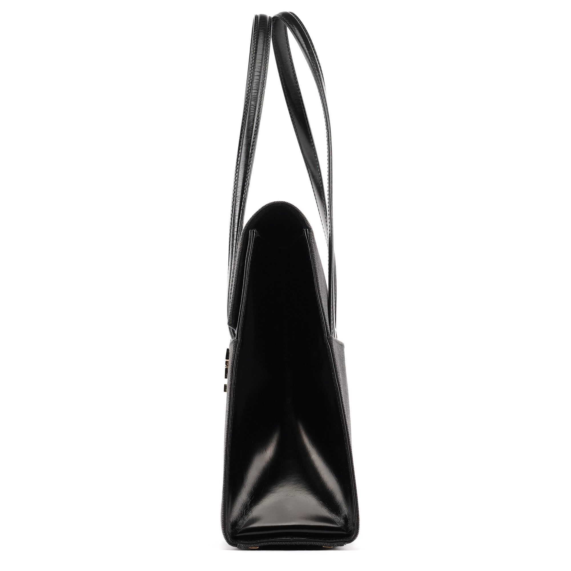 001 4218 Navy Canvas Lady Lock Shoulder Bag