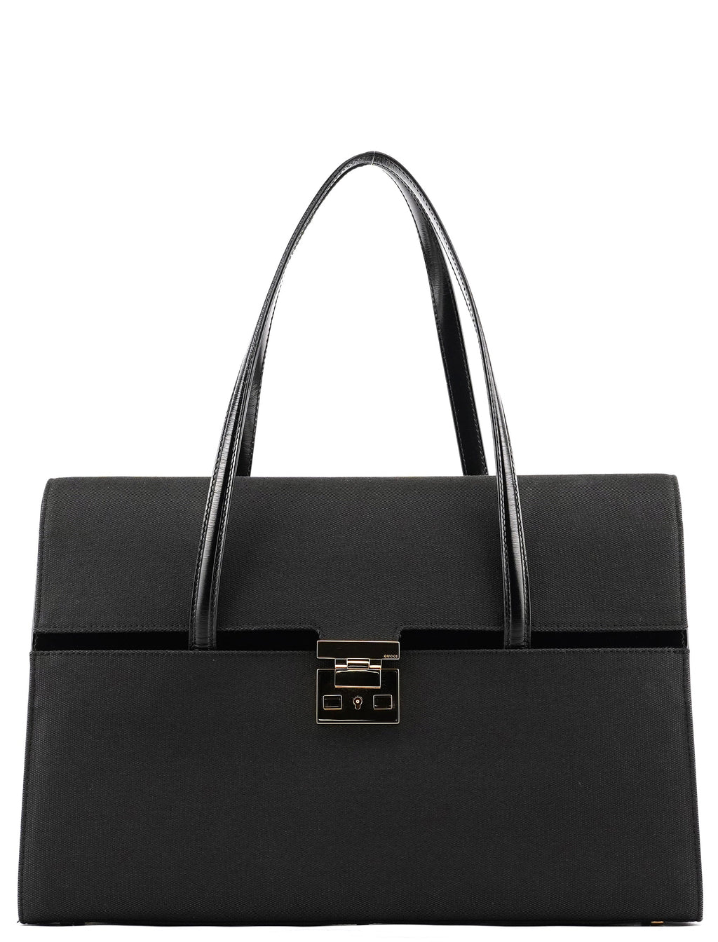 001 4218 Navy Canvas Lady Lock Shoulder Bag