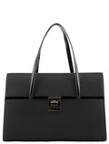 001 4218 Navy Canvas Lady Lock Shoulder Bag
