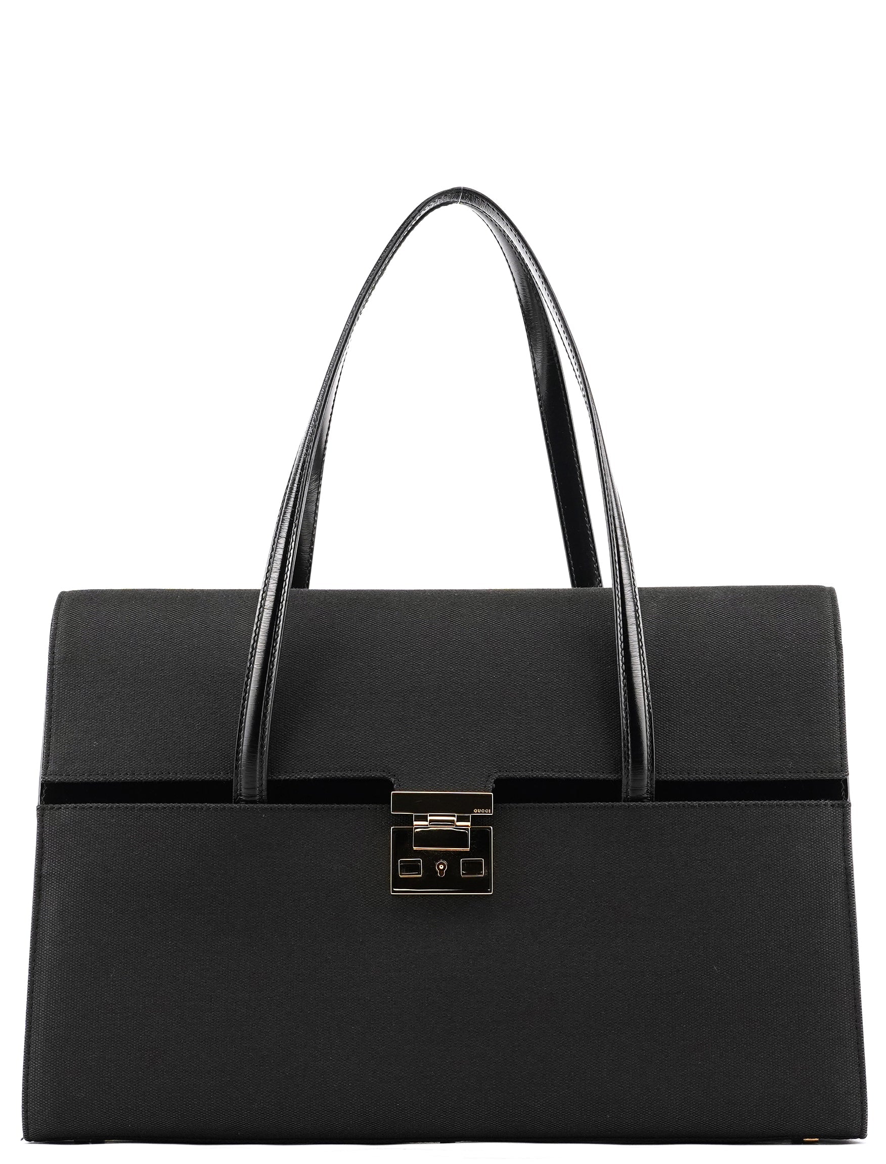 001 4218 Navy Canvas Lady Lock Shoulder Bag