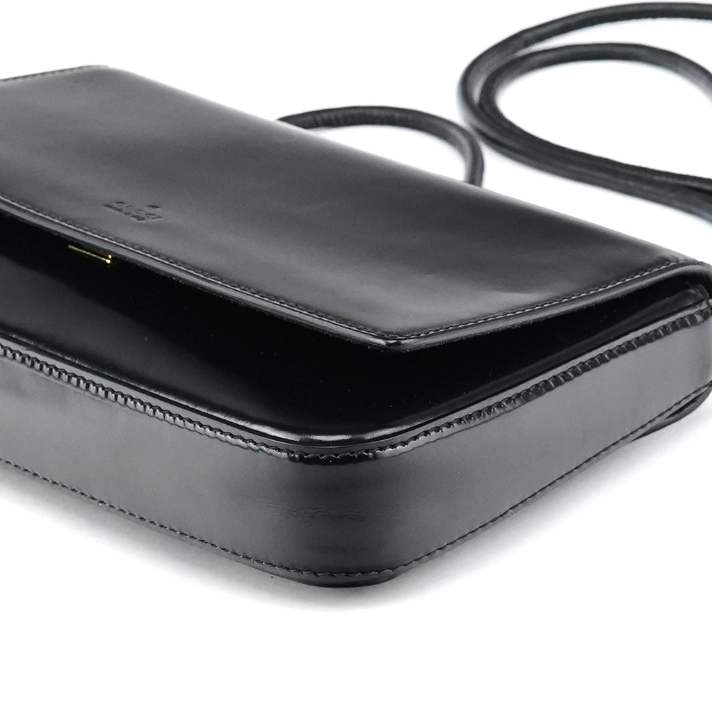 001 4227 Black Leather Mini Crossbody Bag