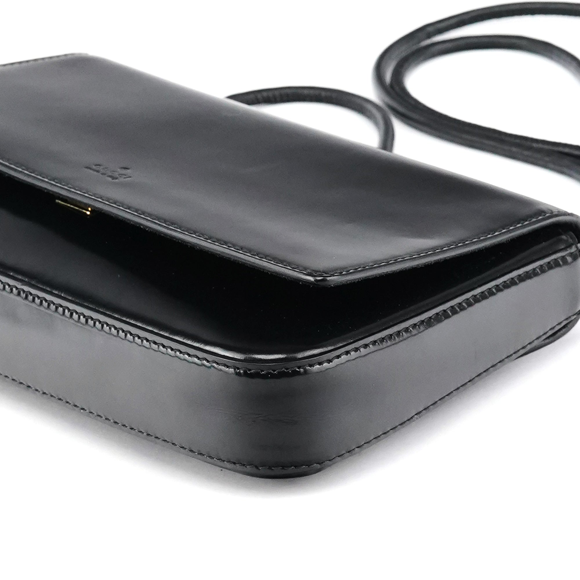 001 4227 Black Leather Mini Crossbody Bag