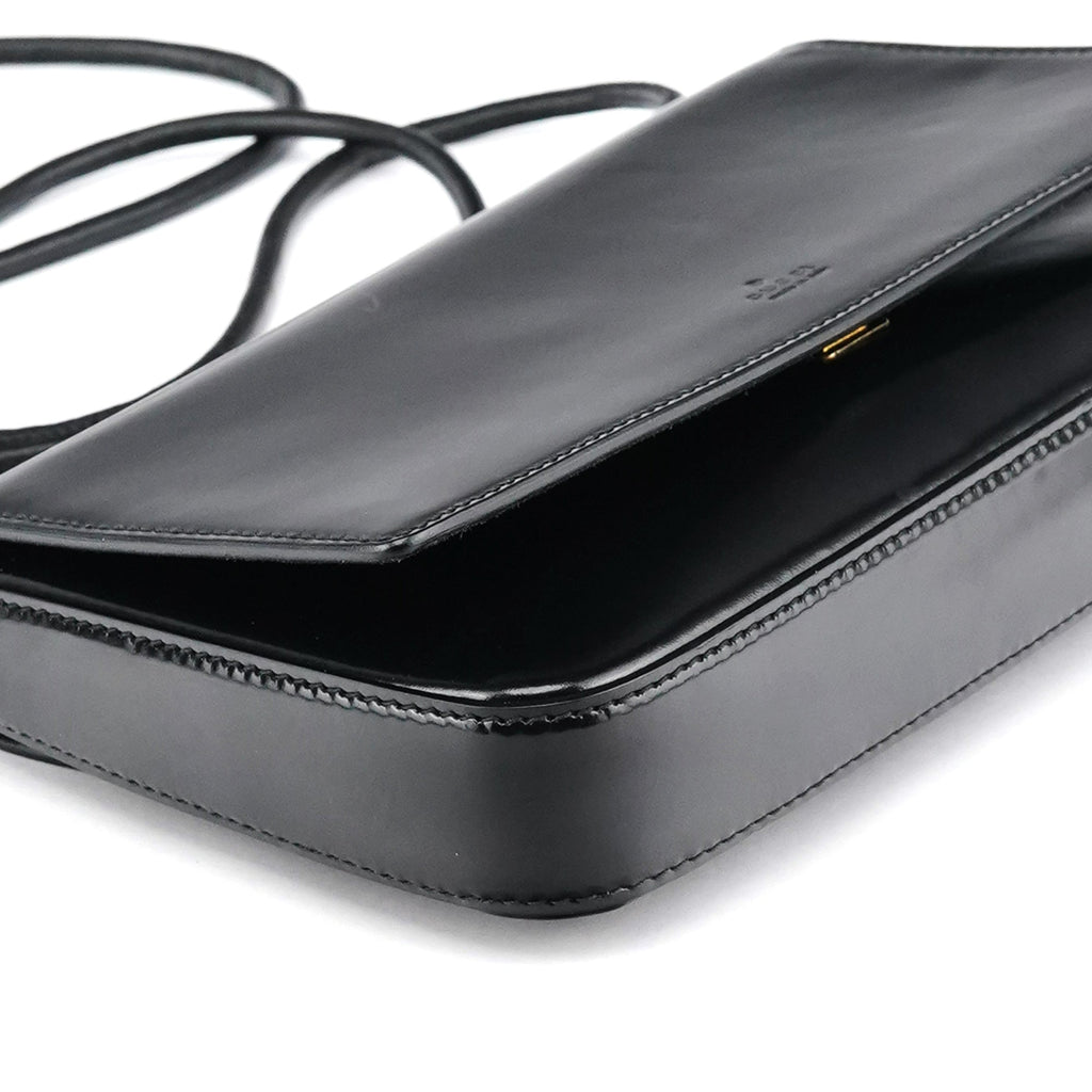 001 4227 Black Leather Mini Crossbody Bag