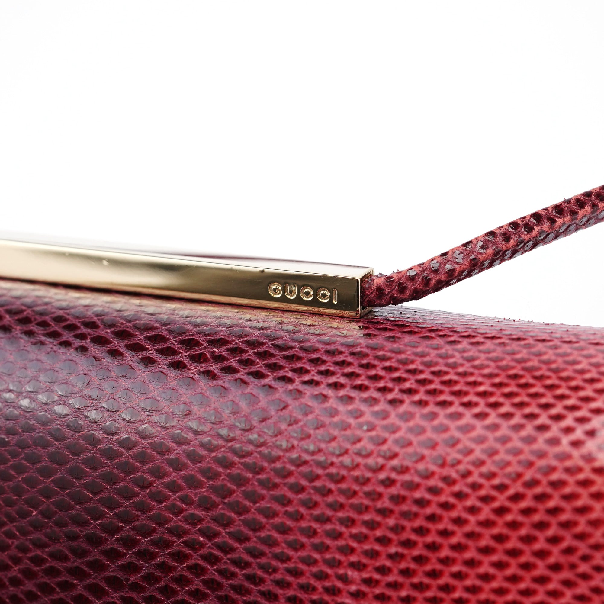 001 4227 Red Lizard Embossed Leather Shoulder Bag