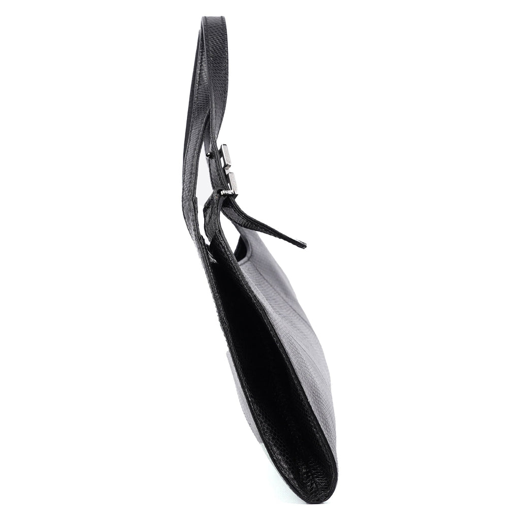 001 4243 Black Lizard Embossed Shoulder Bag