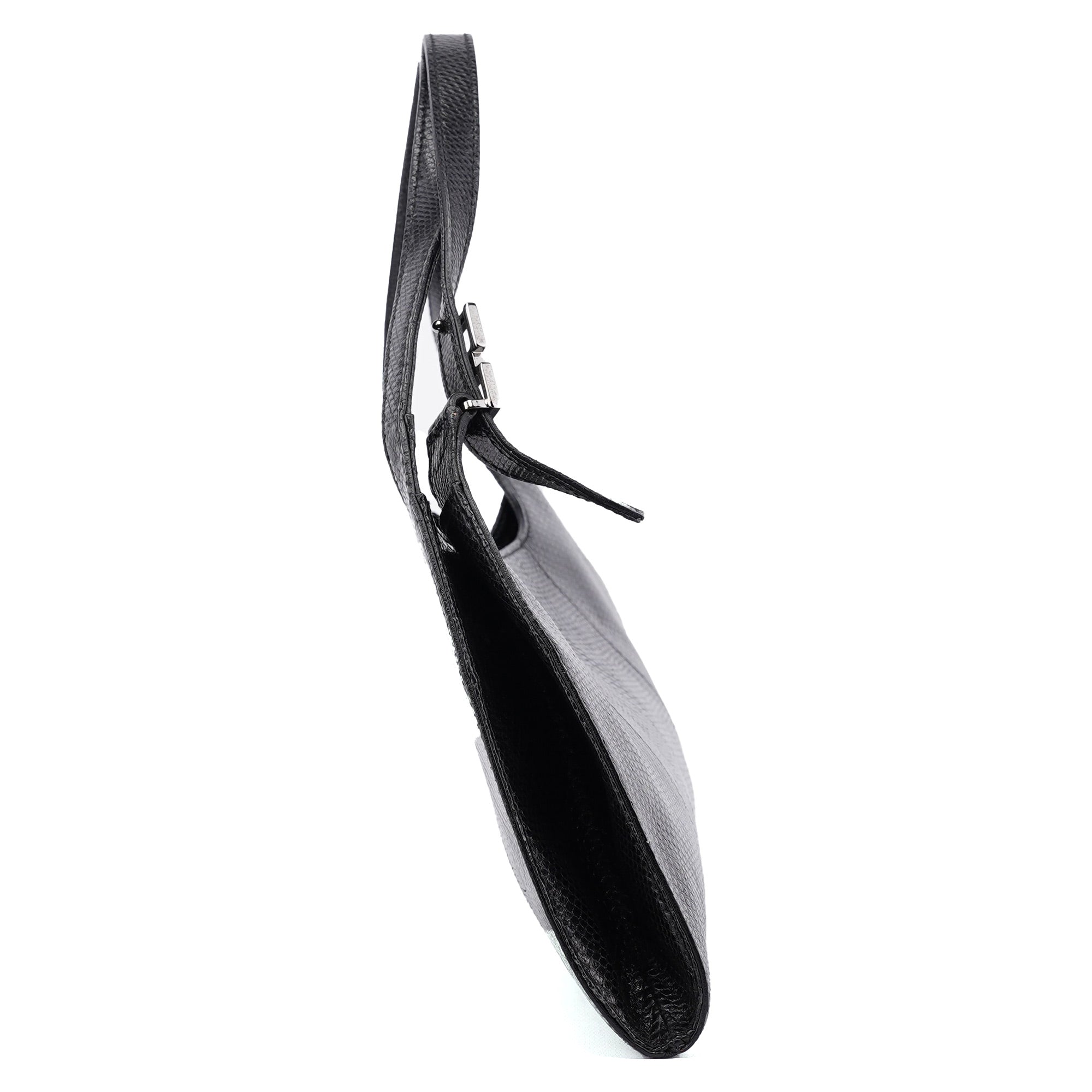 001 4243 Black Lizard Embossed Shoulder Bag