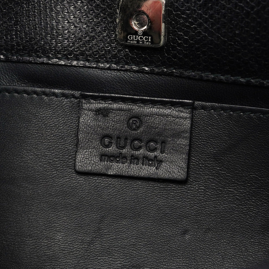 001 4243 Black Lizard Embossed Shoulder Bag