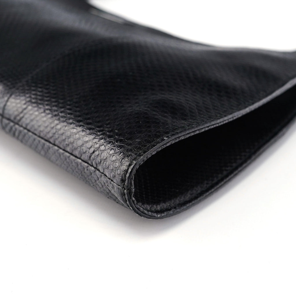 001 4243 Black Lizard Embossed Shoulder Bag