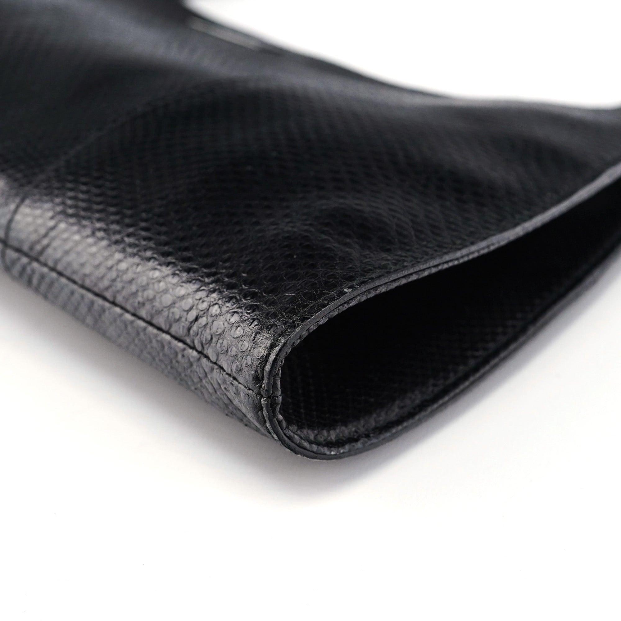001 4243 Black Lizard Embossed Shoulder Bag